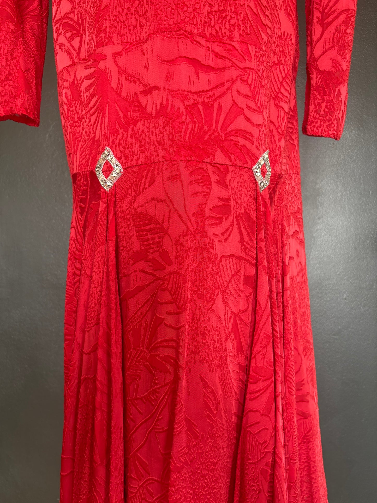 Vintage 1940s/50s Silk Red Evening Dress