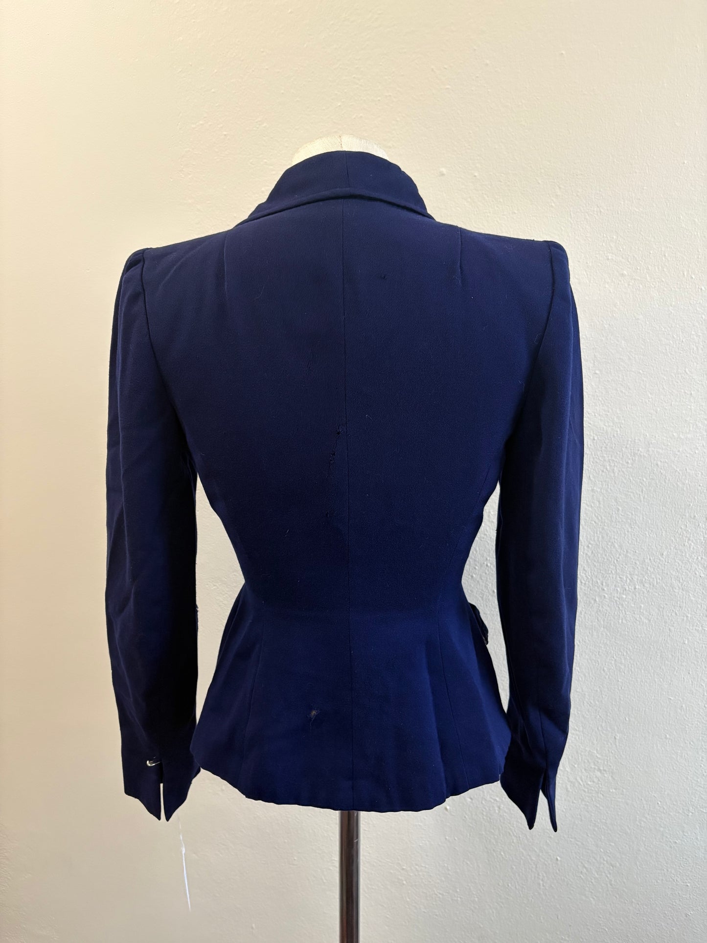 Vintage 1940s Goldsmith's Memphis Navy Blue Wool Peplum Blazer