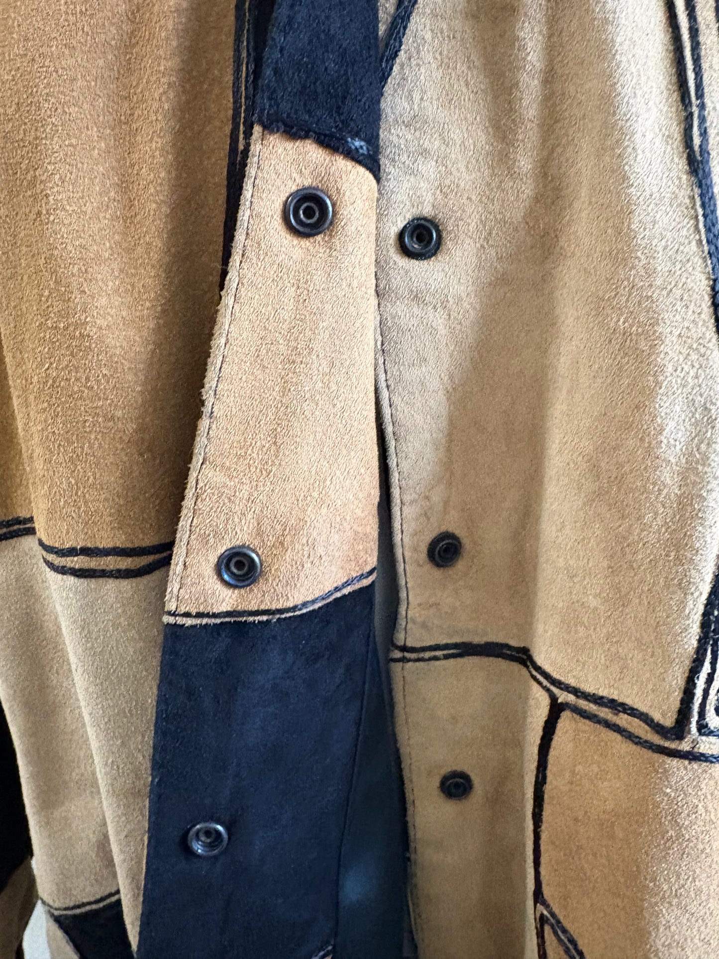 Vintage 1980s Suede Patchwork Swing Coat