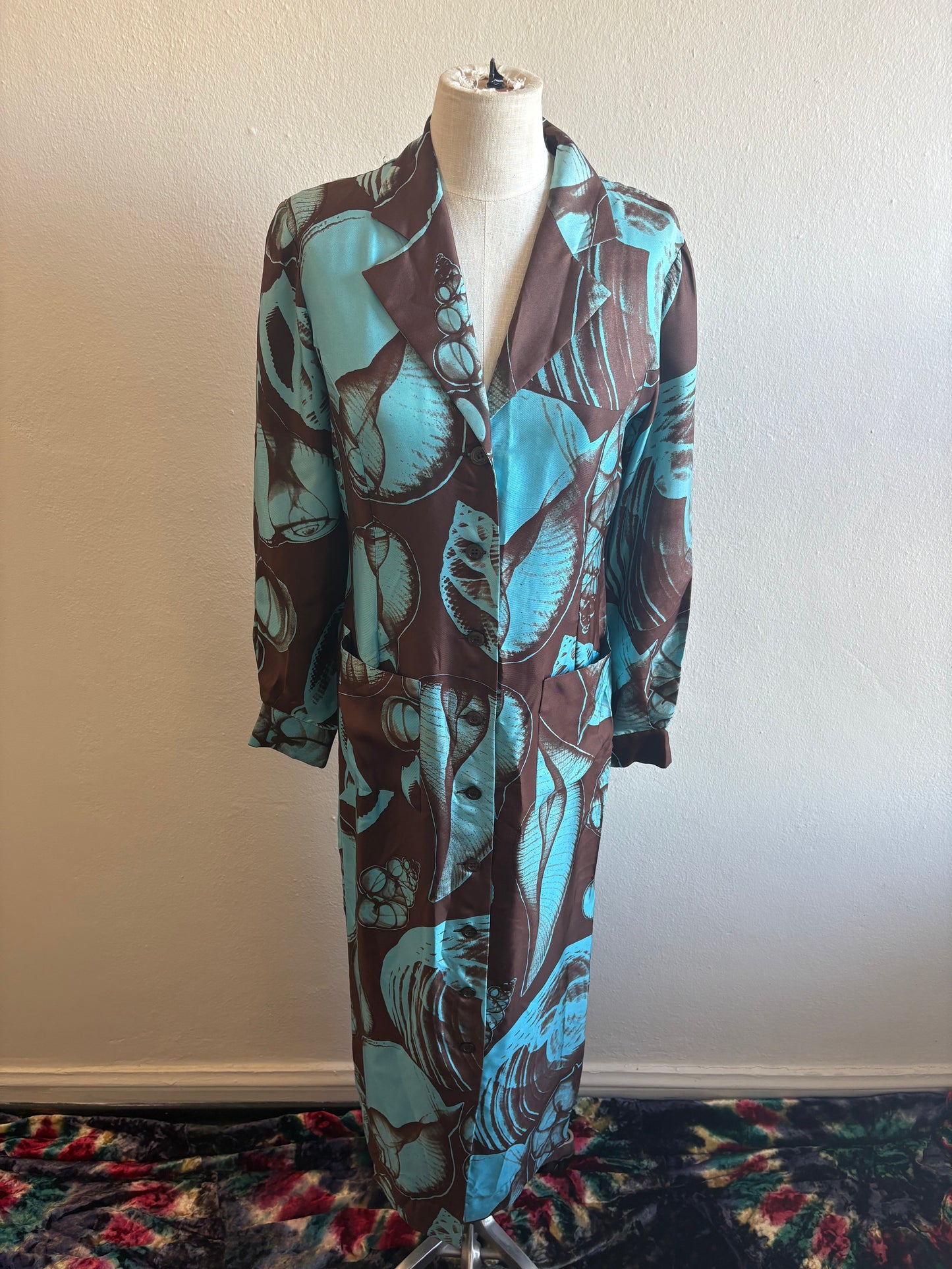 Vintage MONDRIAN Silk Seashell Shirt Dress