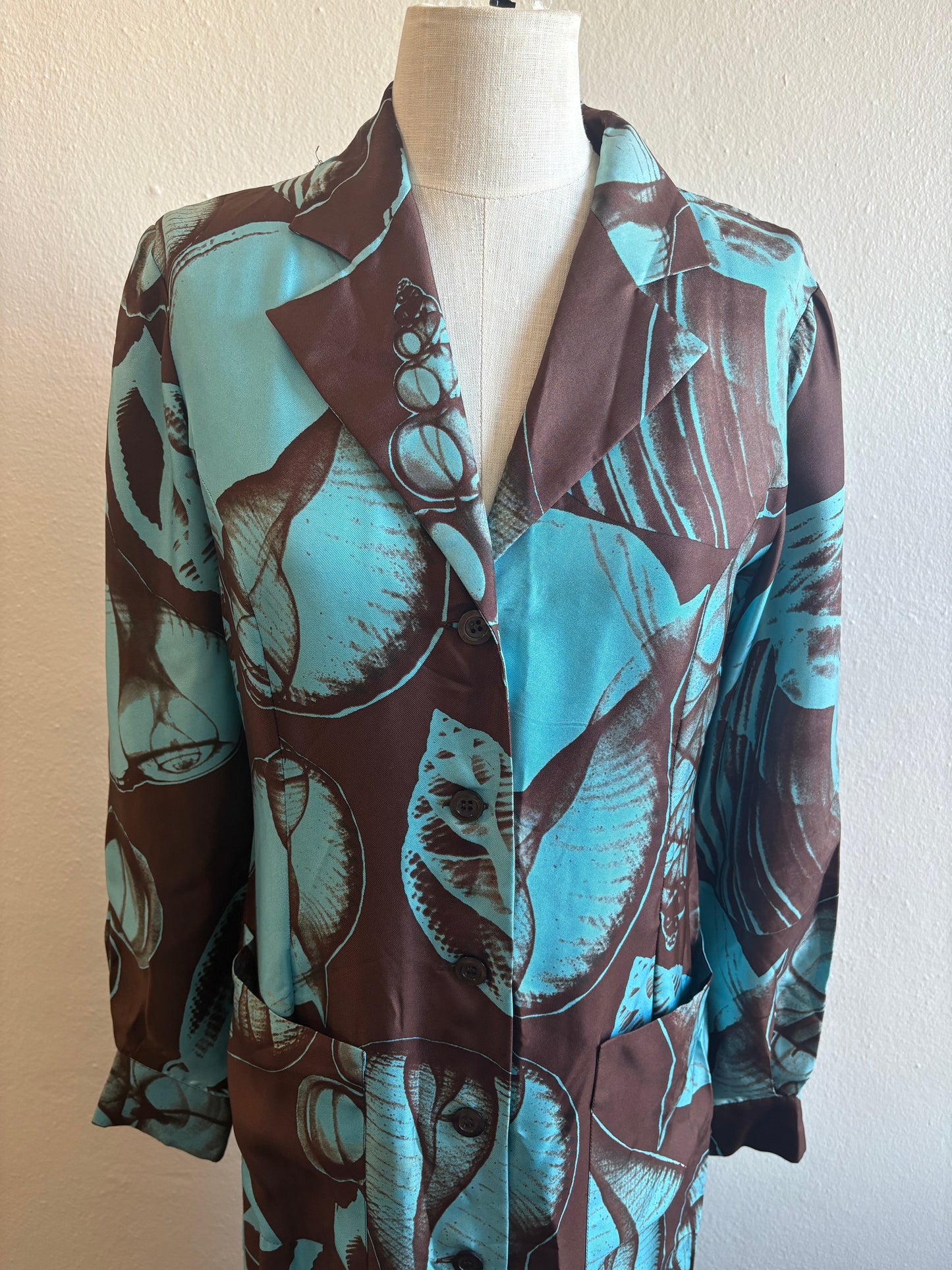 Vintage MONDRIAN Silk Seashell Shirt Dress