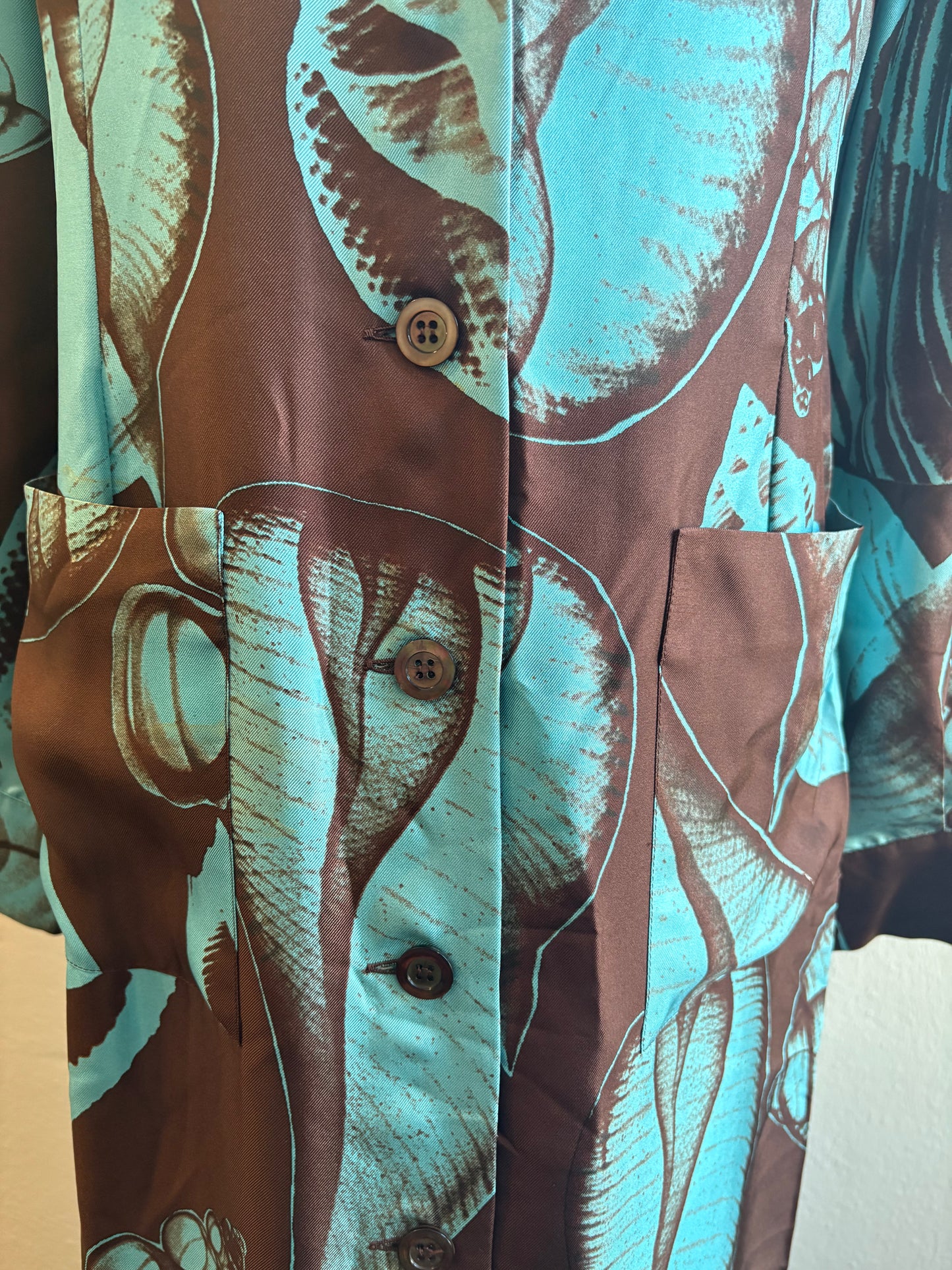 Vintage MONDRIAN Silk Seashell Shirt Dress