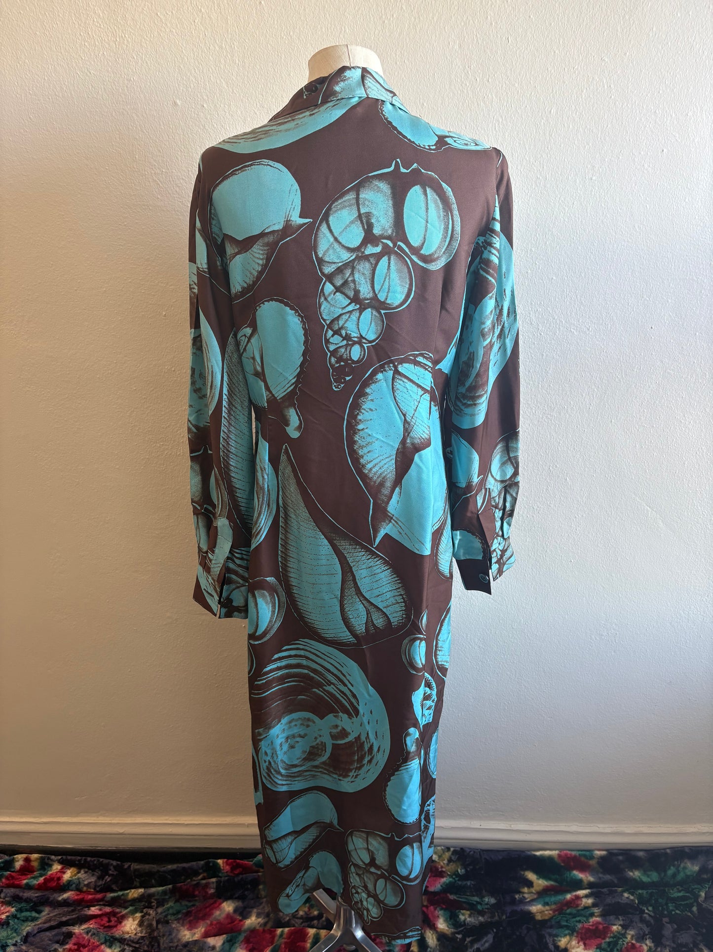 Vintage MONDRIAN Silk Seashell Shirt Dress