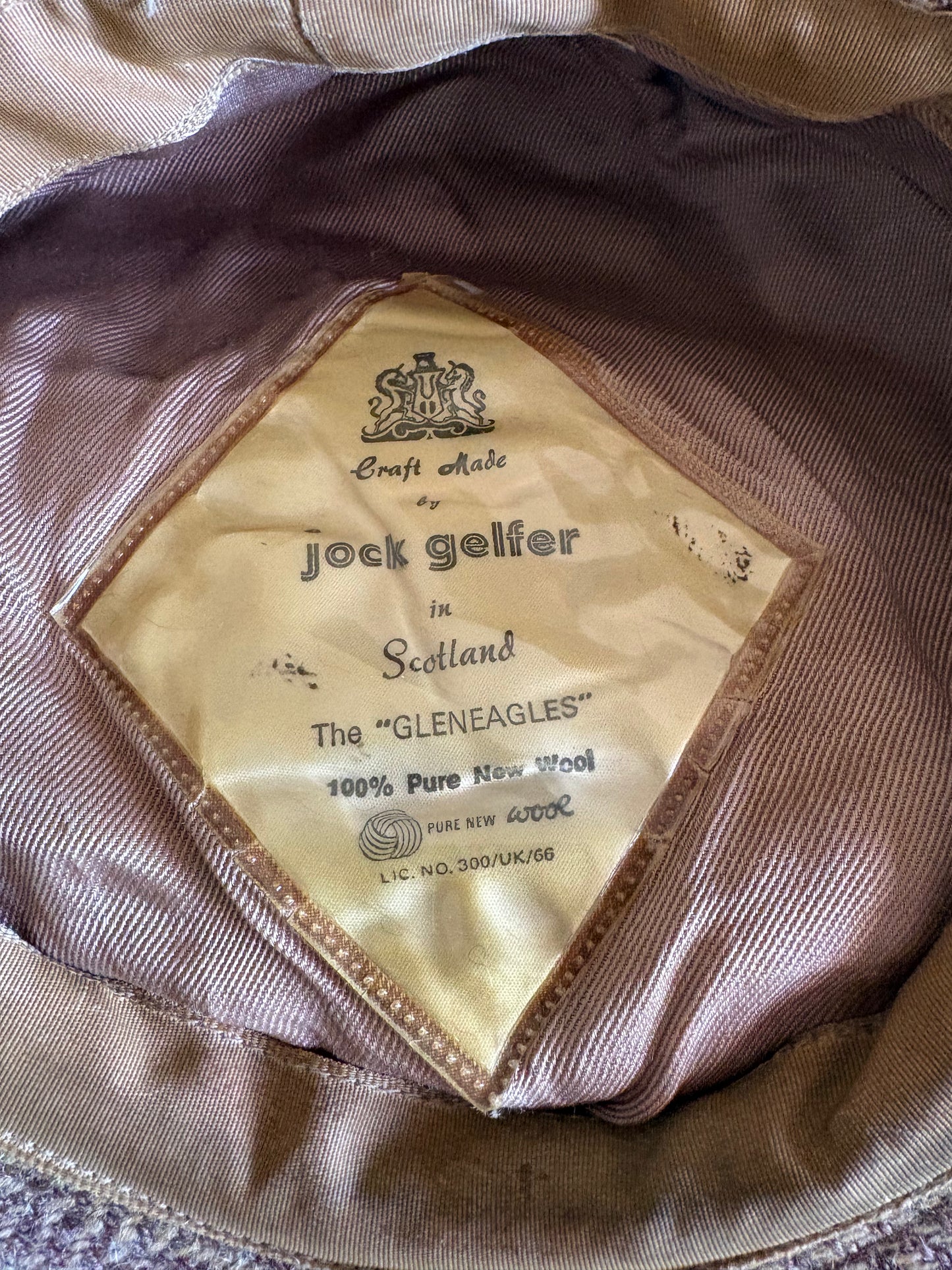 Vintage "The Gleneagles" Tan Wool Tweed Newsboy Cap