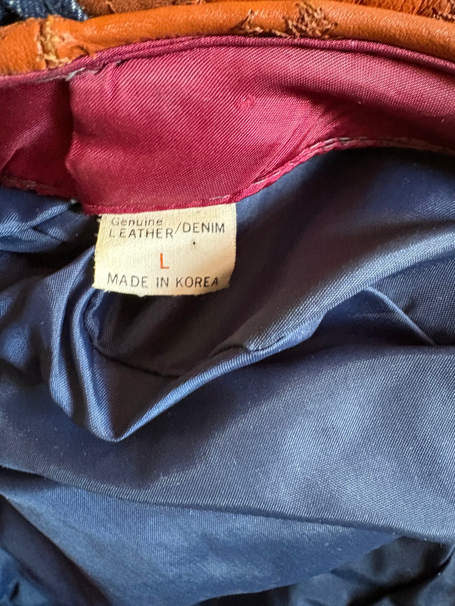 Vintage 1970s Denim and Leather Newsboy Cap