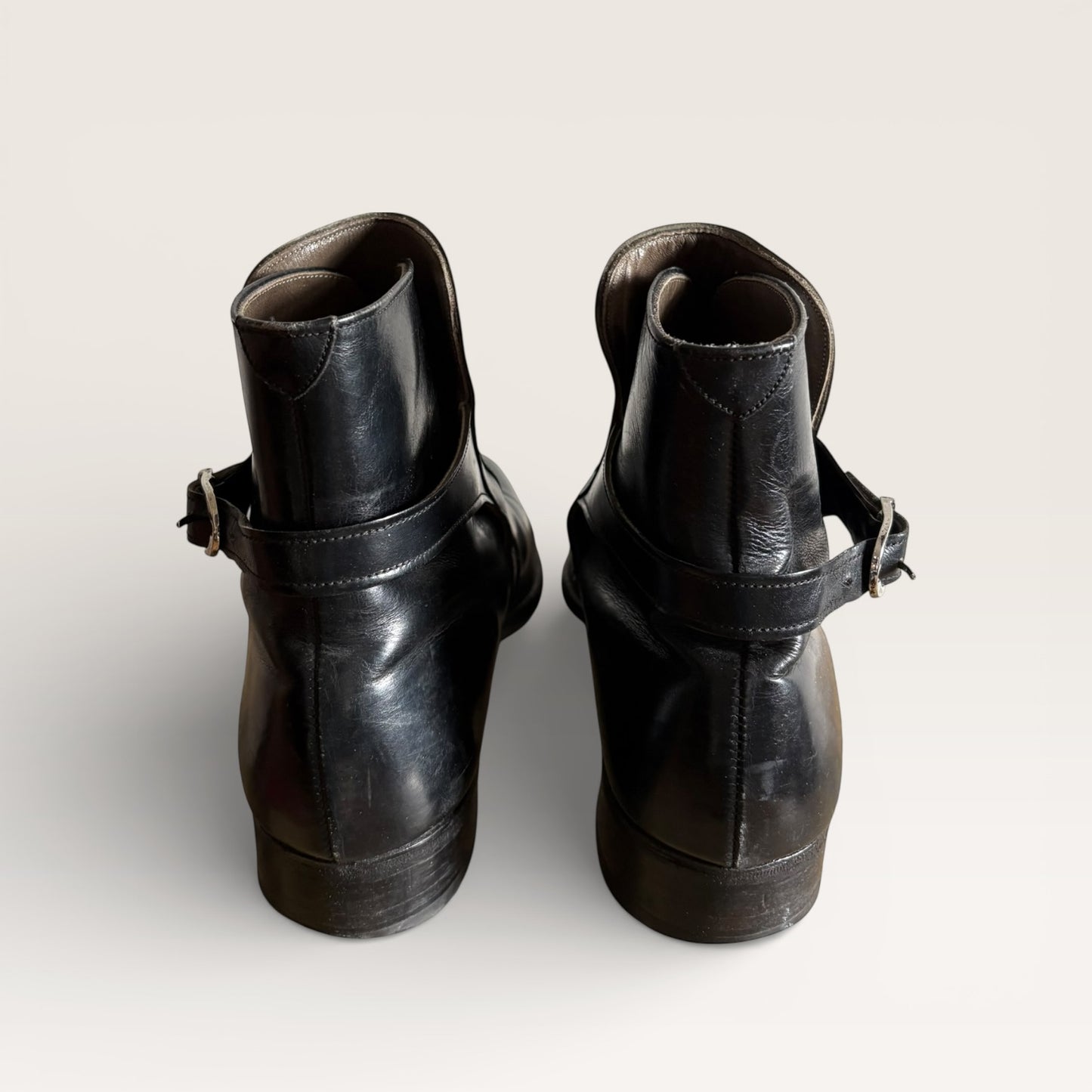 Vintage Black Leather Buckle Beatle Boots Size 10