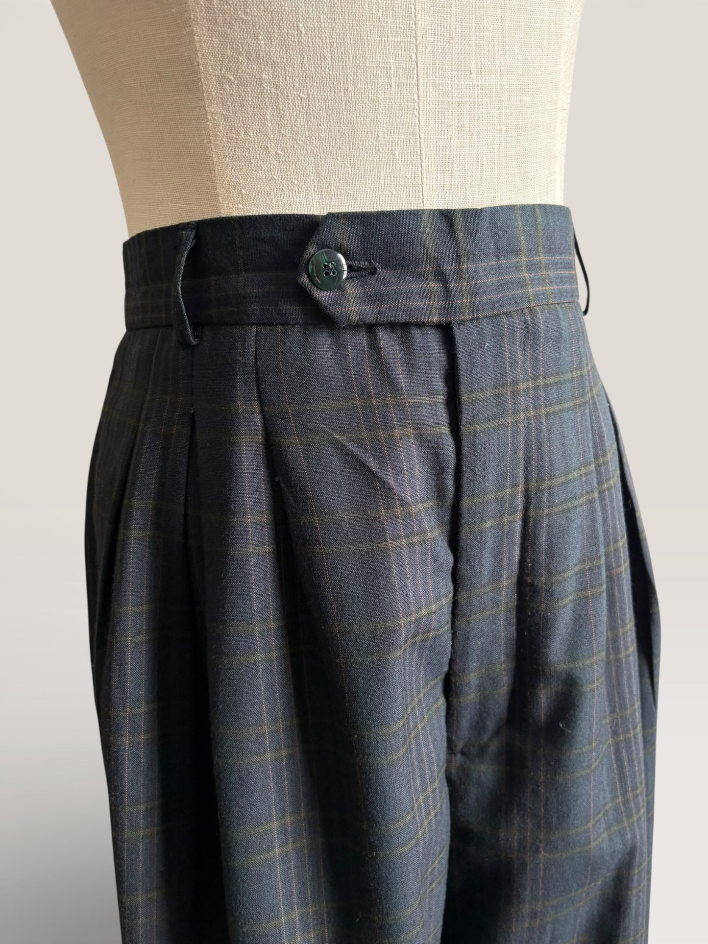 Vintage 1980s High Waist Plaid Joie de Vivre Plaid Trousers