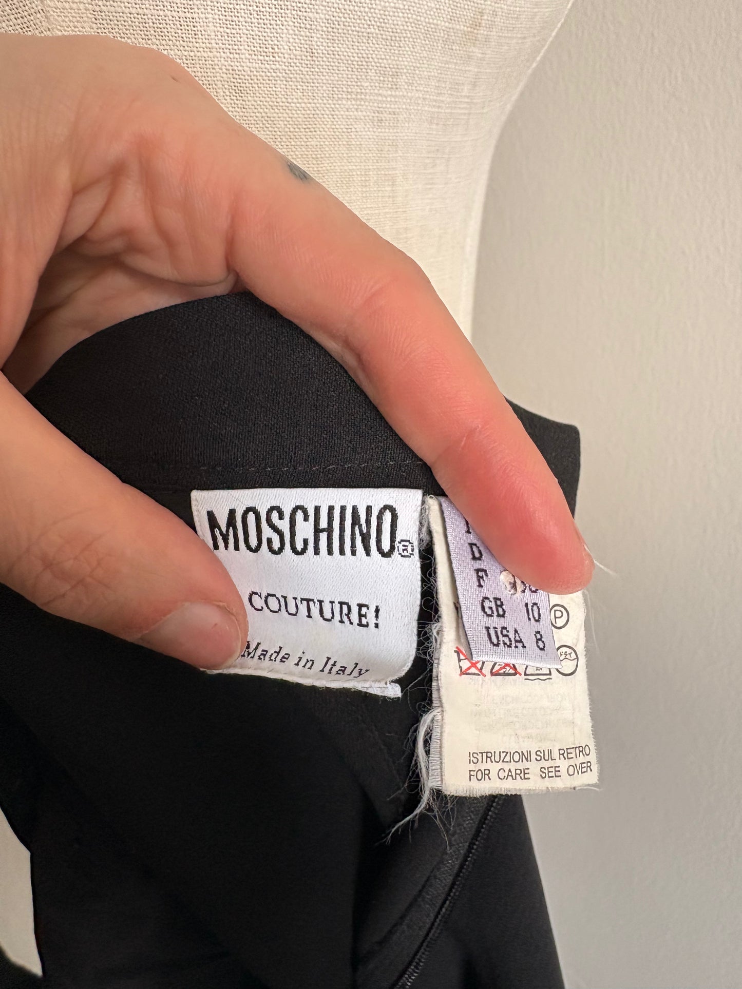 Vintage 1990s Moschino Couture High Waist Tapered Black Pants