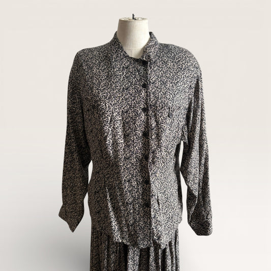 Vintage 1980s Christian Dior Two Piece Skirt Set