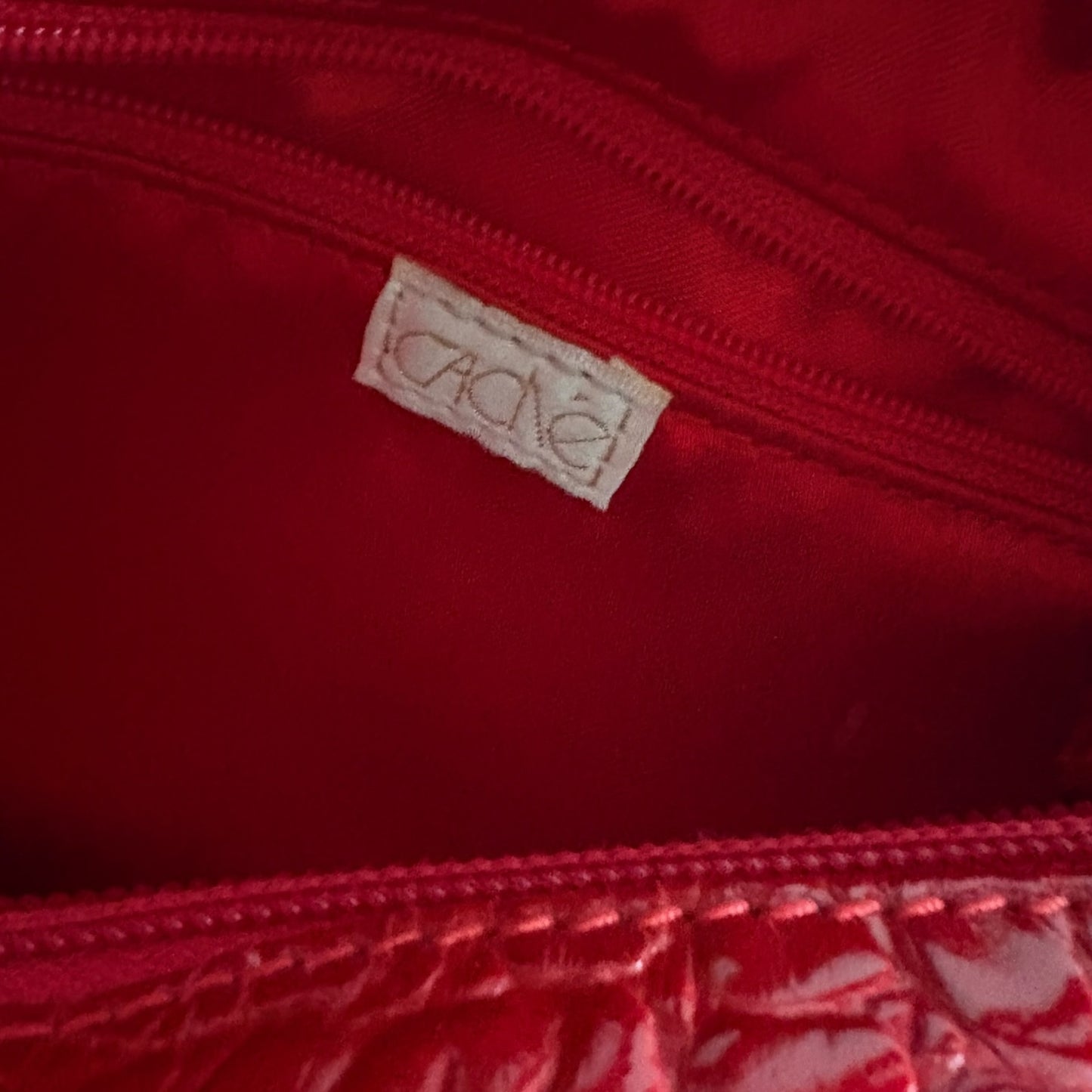 Vintage Y2K Cache Red Faux Crocodile Leather Mini Handbag