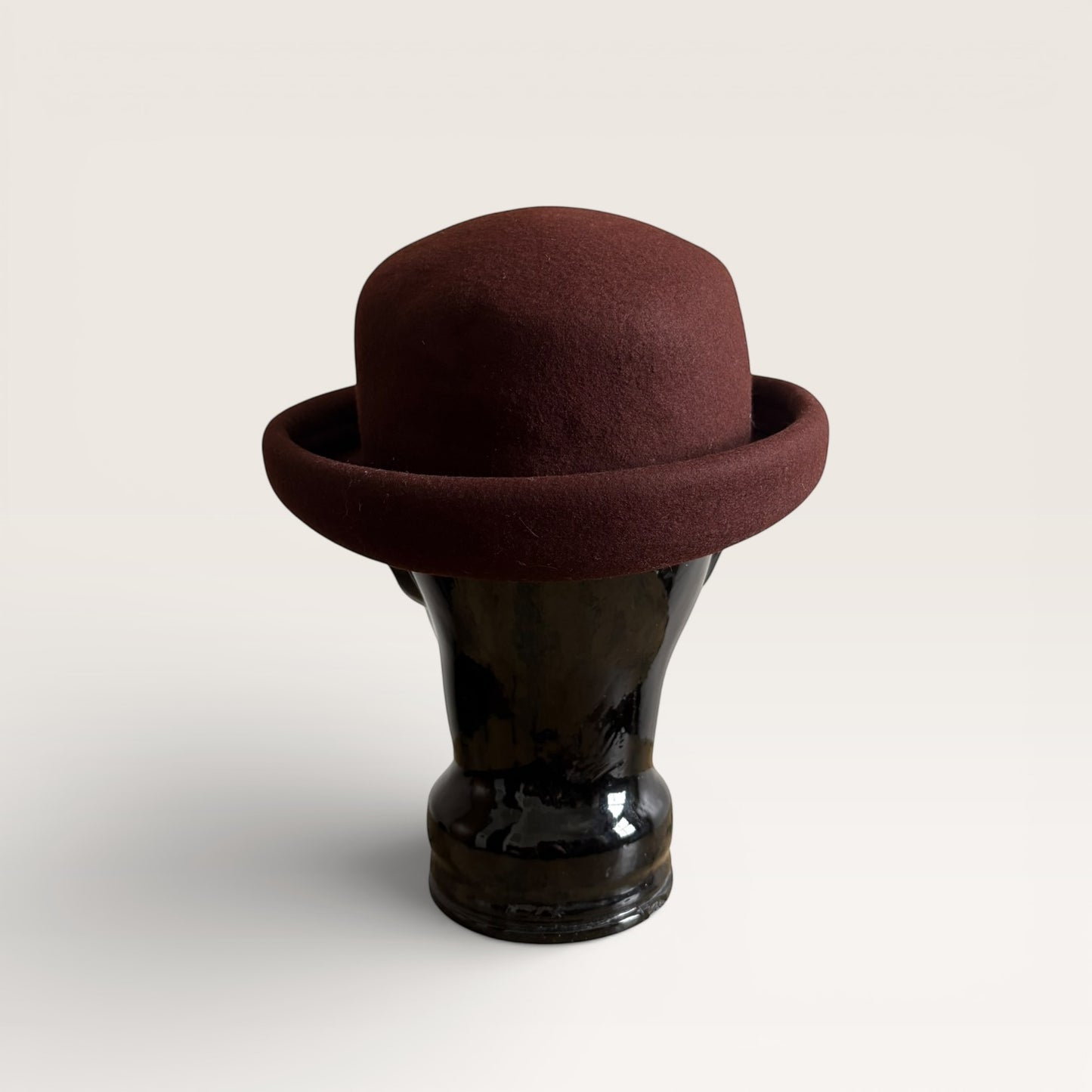 Vintage Brown Italian Wool Bowler Hat