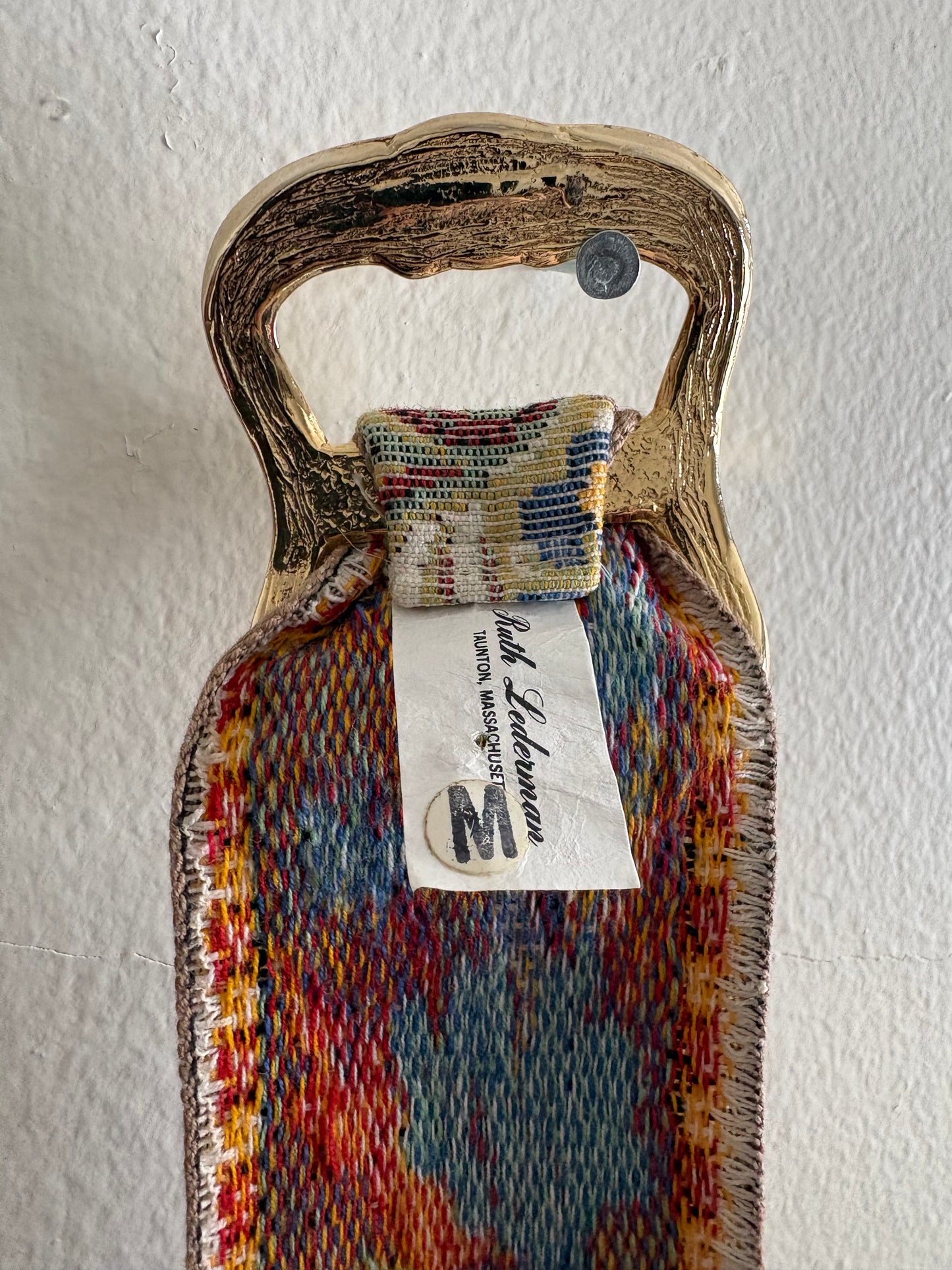 Vintage Ruth Lederman Floral Tapestry Belt with Brass Buckle