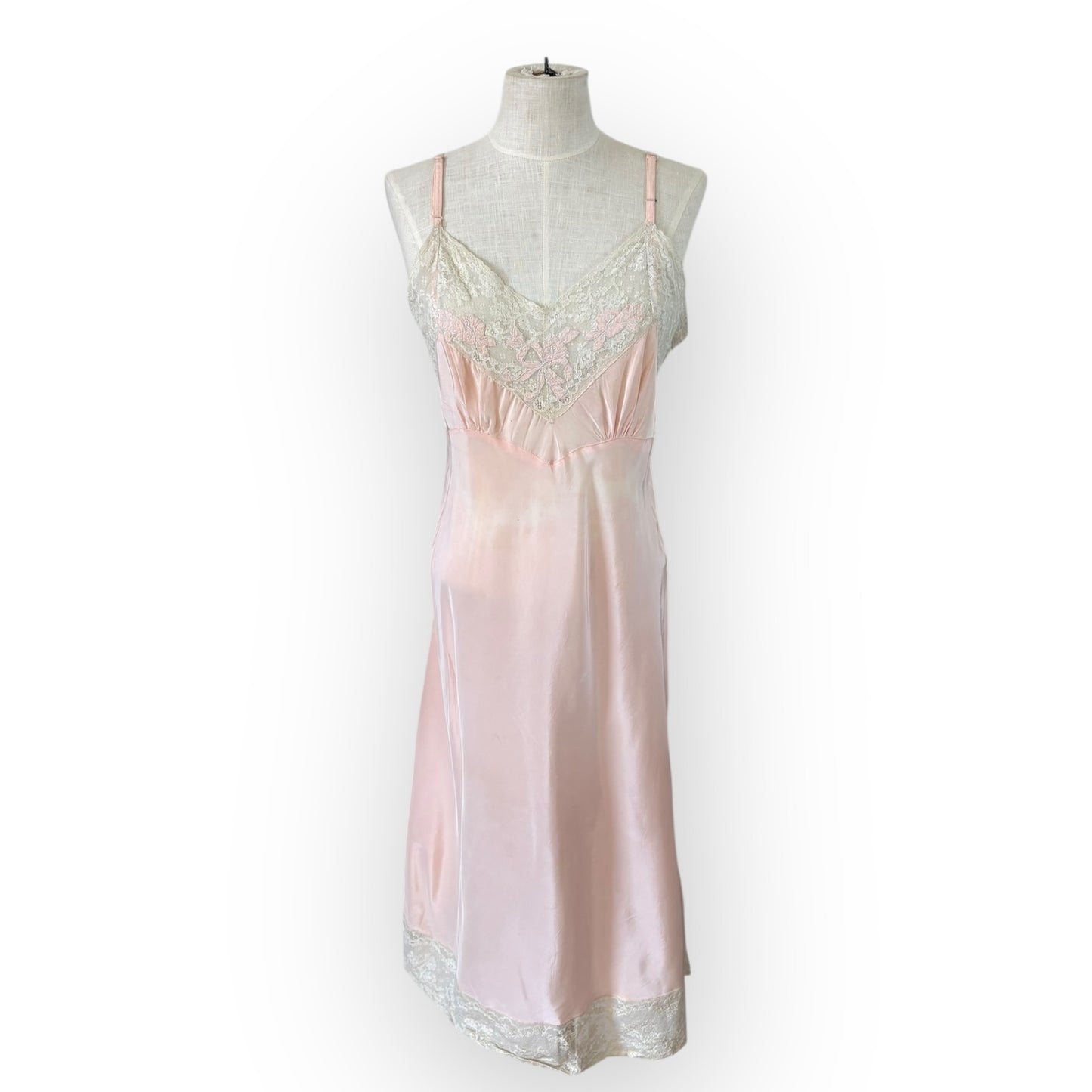Vintage 1950s/60s Aristocraft Pink Nylon & Lace Slip Dress AS IS