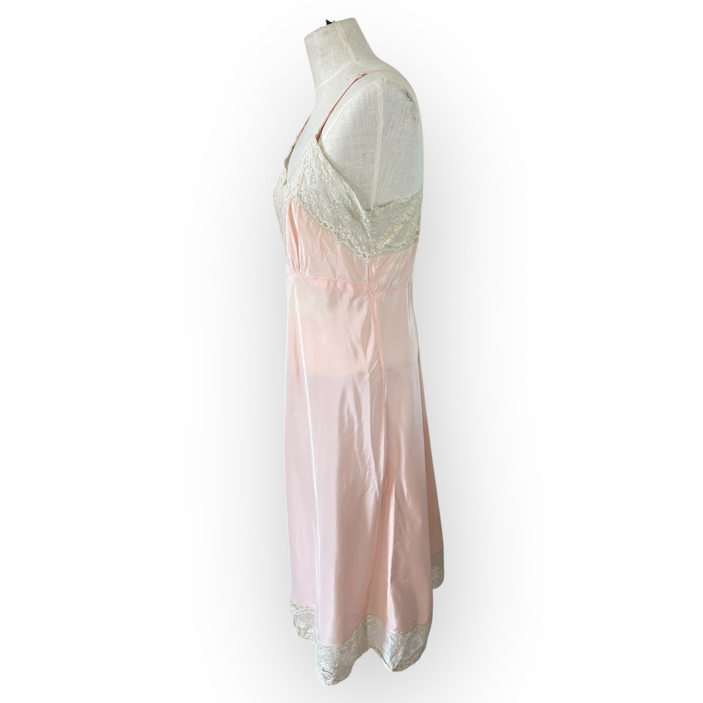 Vintage 1950s/60s Aristocraft Pink Nylon & Lace Slip Dress AS IS