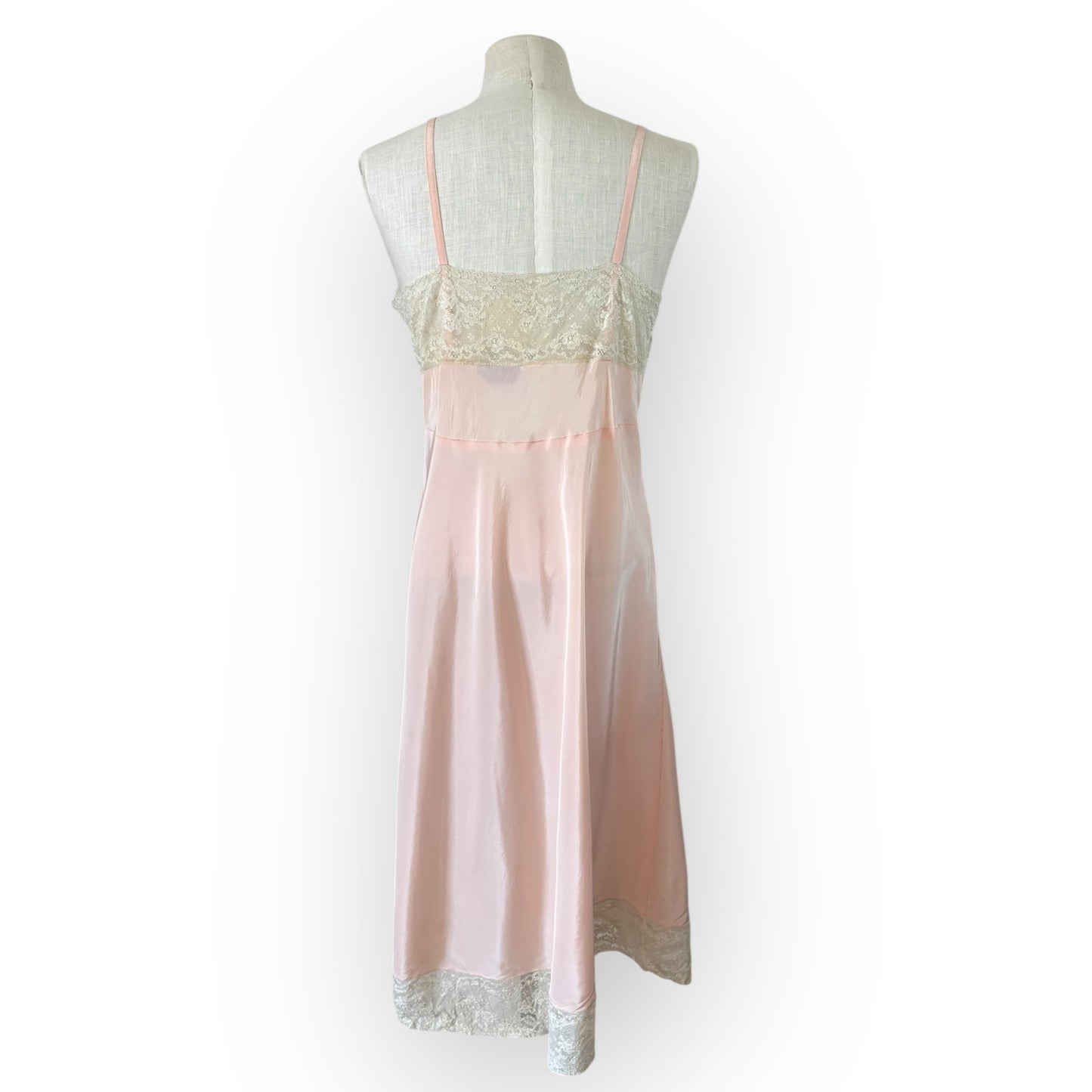 Vintage 1950s/60s Aristocraft Pink Nylon & Lace Slip Dress AS IS
