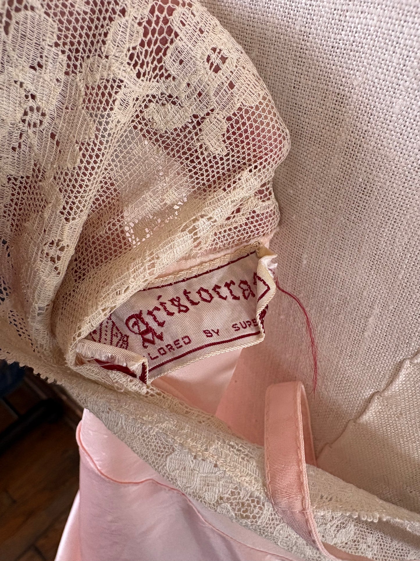 Vintage 1950s/60s Aristocraft Pink Nylon & Lace Slip Dress AS IS