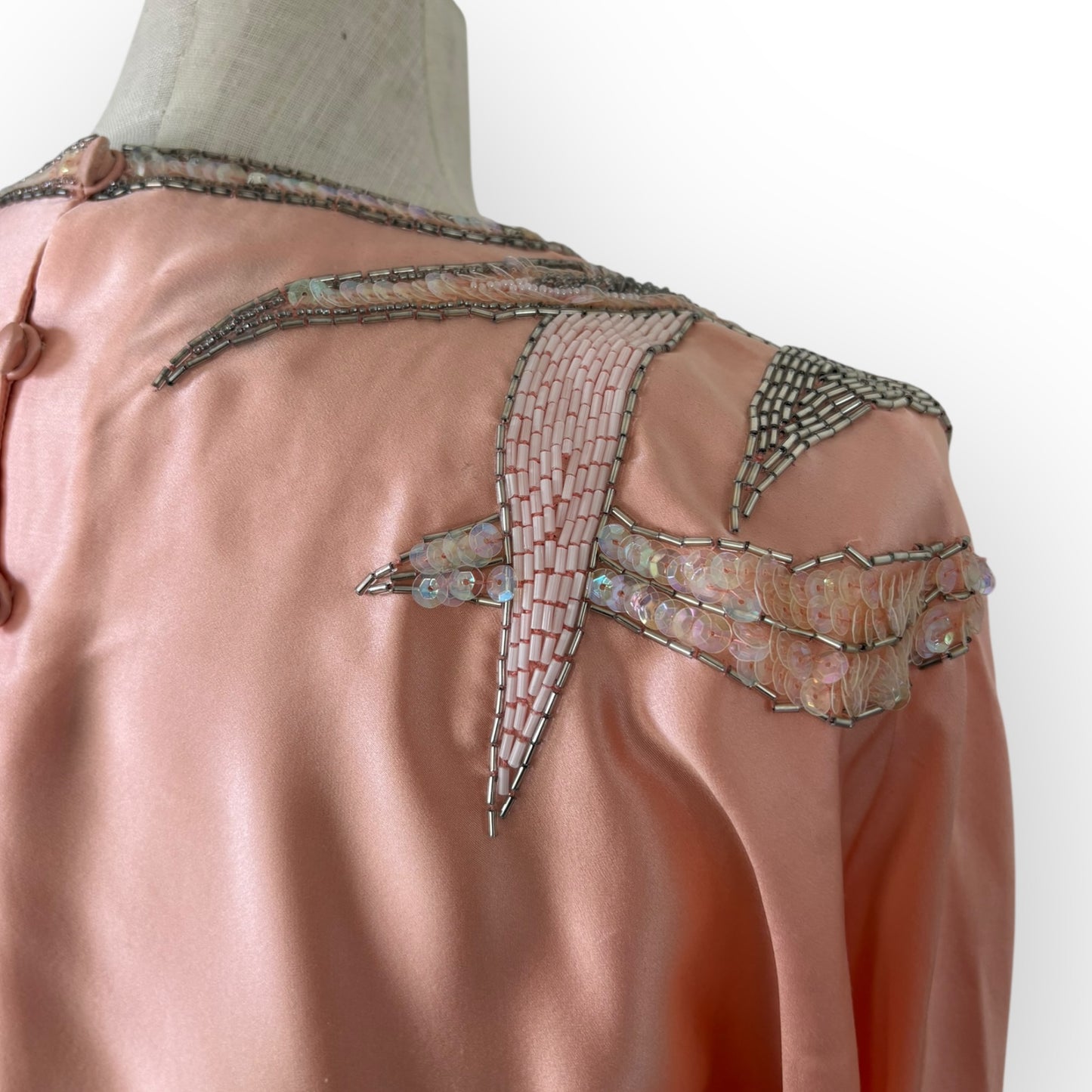 Vintage 1970s Damon for Saks Fifth Avenue Powder Pink Silk Sequin Blouse