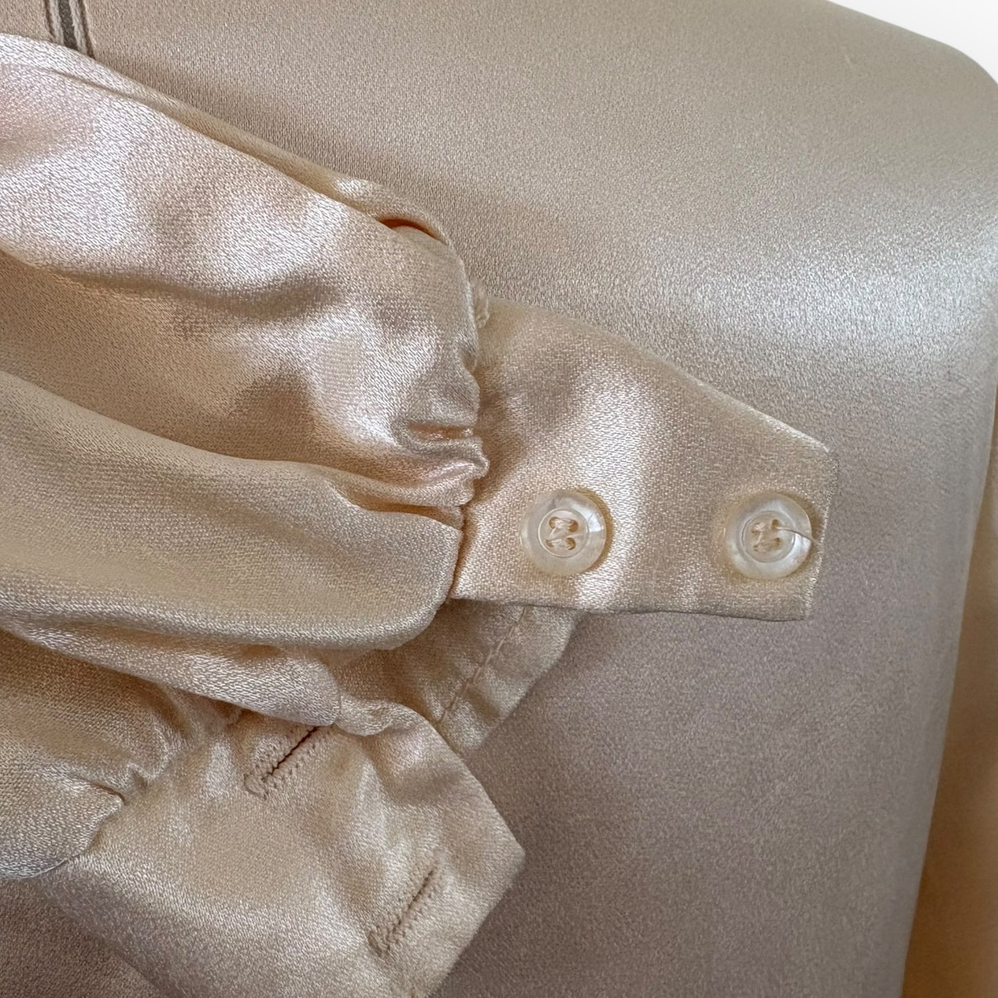 Vintage 1970s Mock Neck Satiny Peep Hole Blouse with Matching Scarf