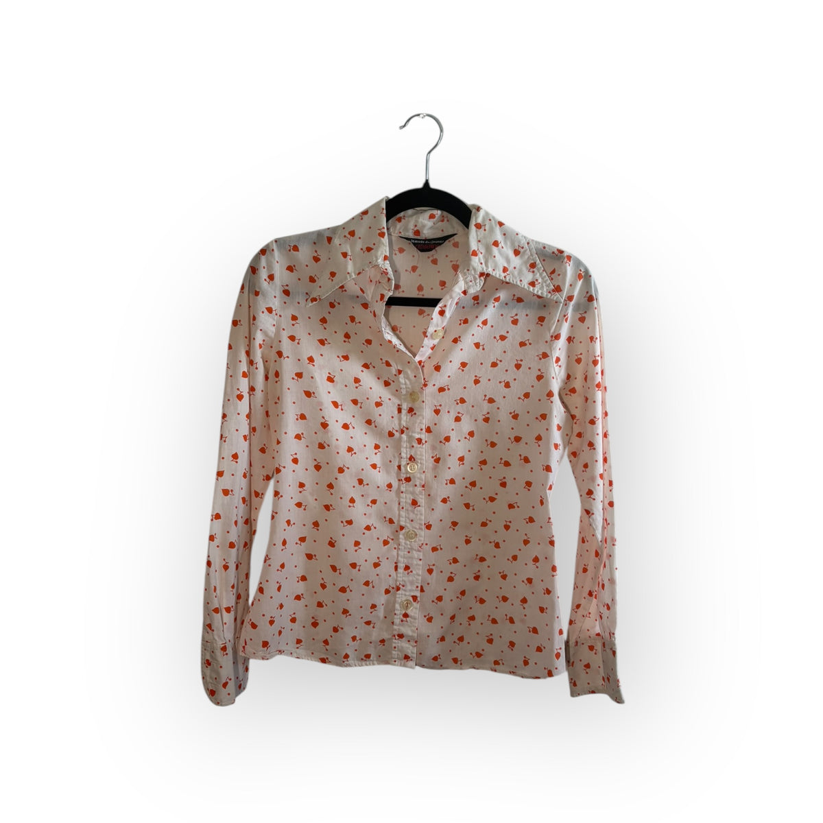 Vintage 1970s Cotton Cherry Hearts Blouse