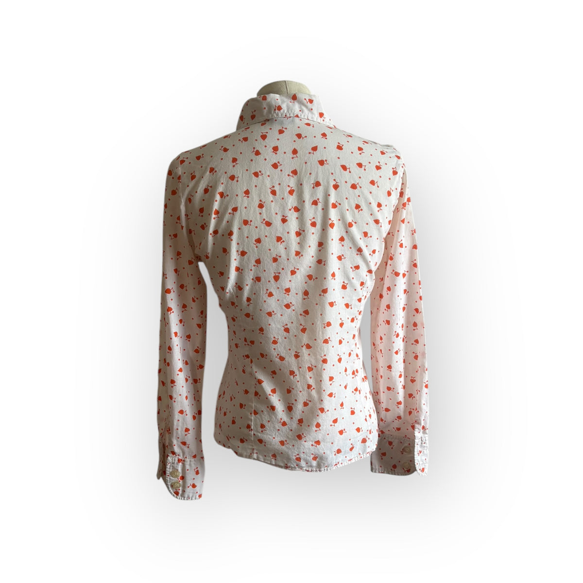 Vintage 1970s Cotton Cherry Hearts Blouse