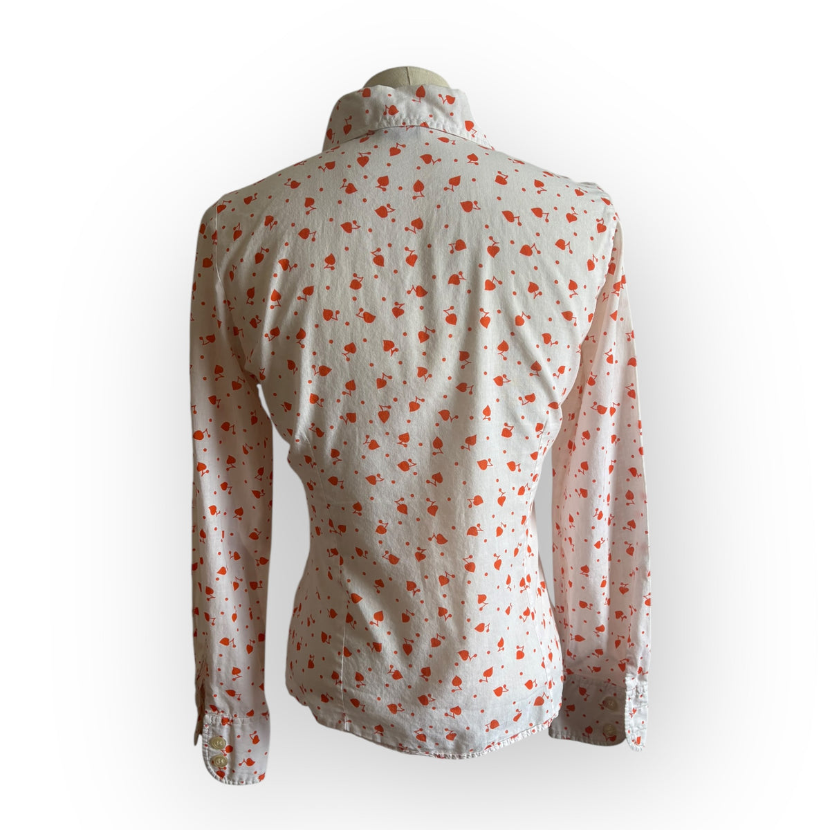 Vintage 1970s Cotton Cherry Hearts Blouse