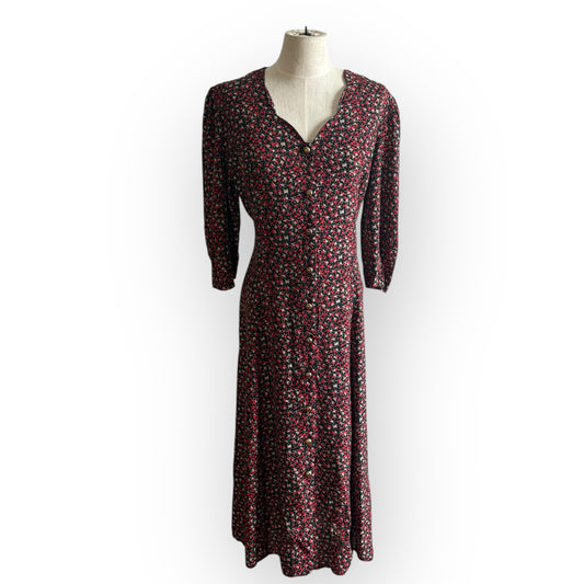Vintage 1990s Caroline Wells Floral Midi Dress