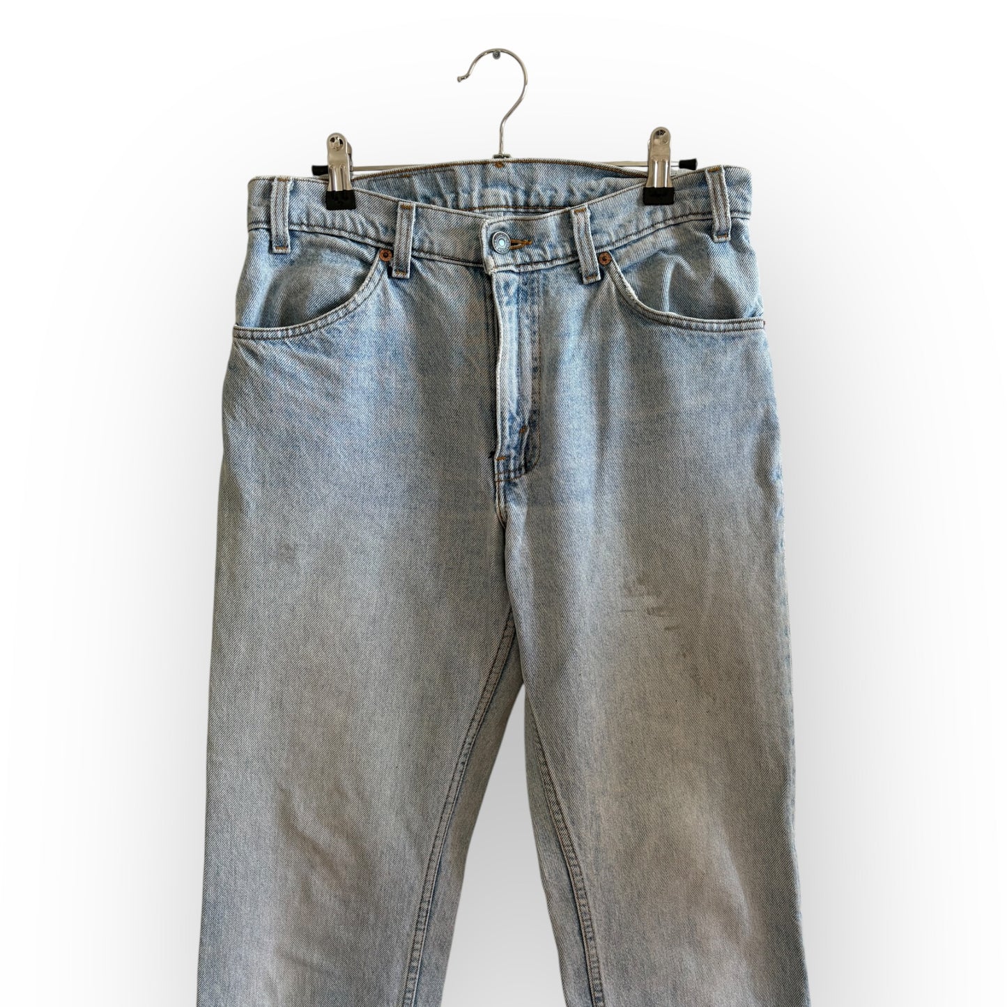 Vintage 1990s Levi's 550 Orange Tab Distressed Light Wash Denim Jeans