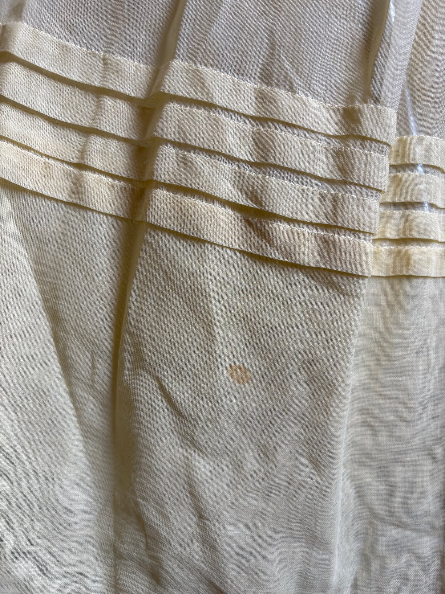 Vintage 1930s Sheer Cotton Pale Yellow Pleated Dress