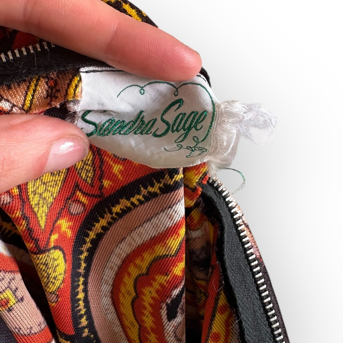 Vintage 1970s Sandra Sage Bowie-Esque Wide Leg Paisley Jumpsuit