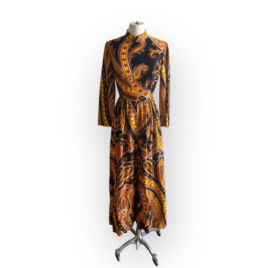 Vintage 1970s Sandra Sage Bowie-Esque Wide Leg Paisley Jumpsuit