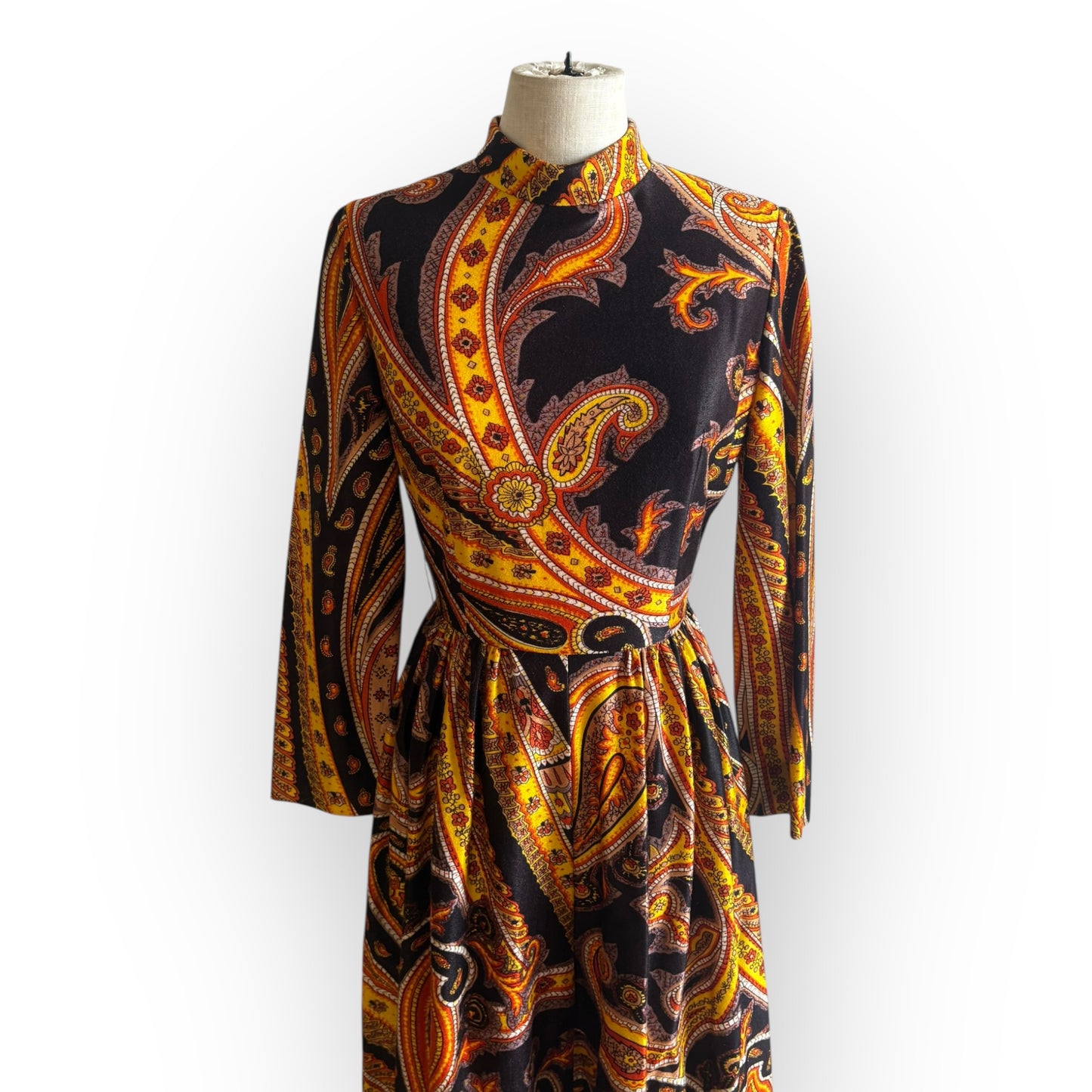Vintage 1970s Sandra Sage Bowie-Esque Wide Leg Paisley Jumpsuit
