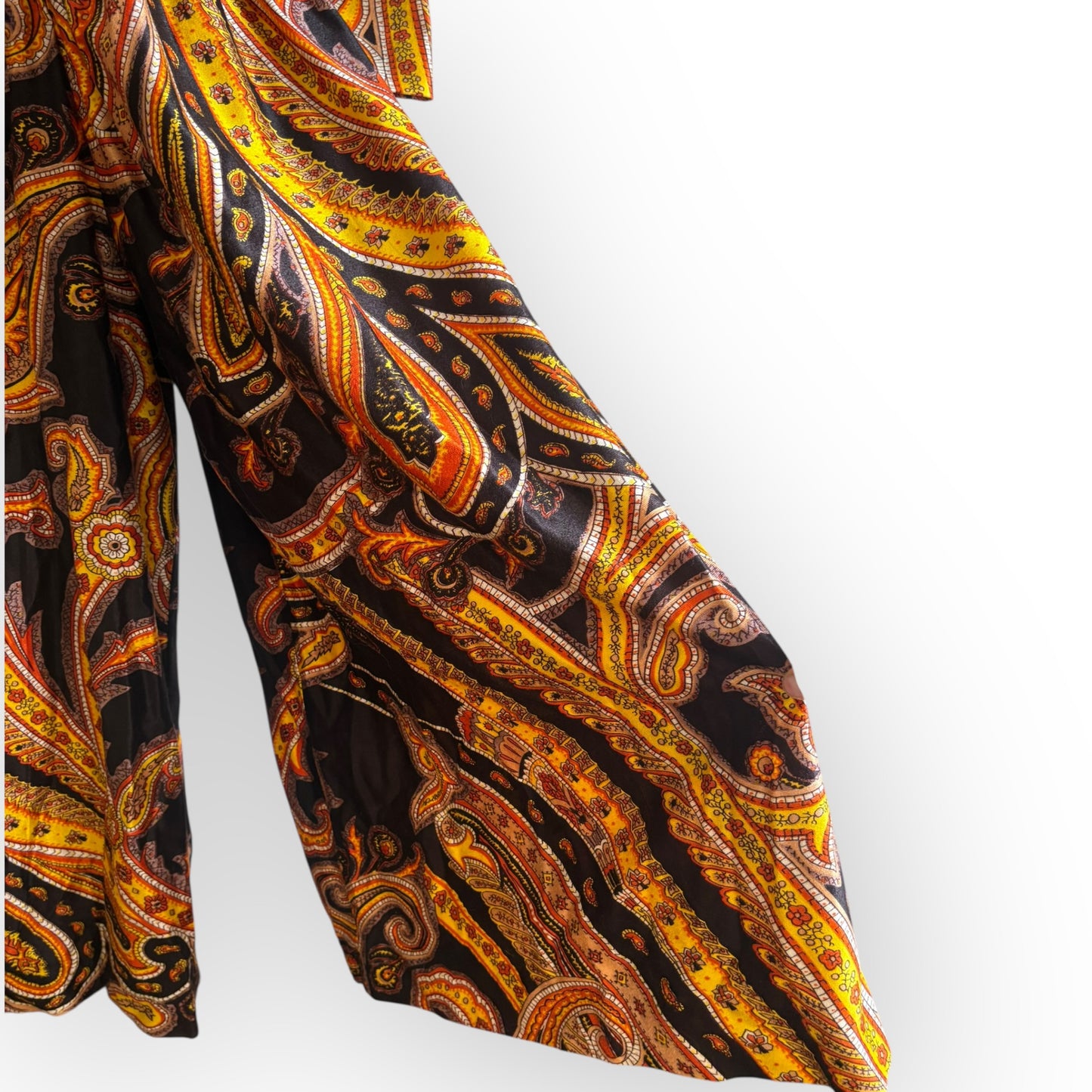 Vintage 1970s Sandra Sage Bowie-Esque Wide Leg Paisley Jumpsuit
