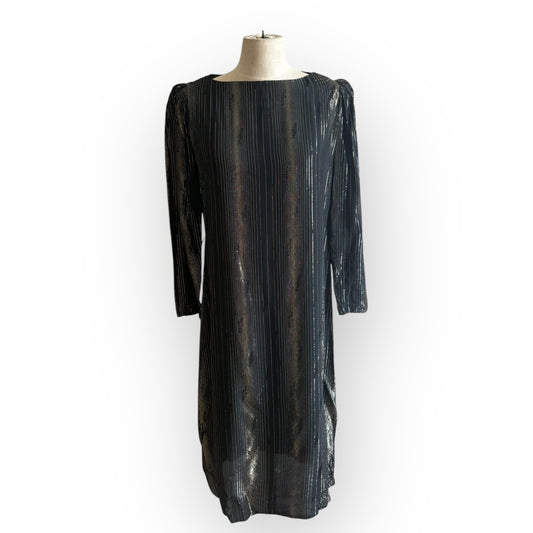 Vintage 1980s Black Metallic Shimmer Tunic Shirt Dress