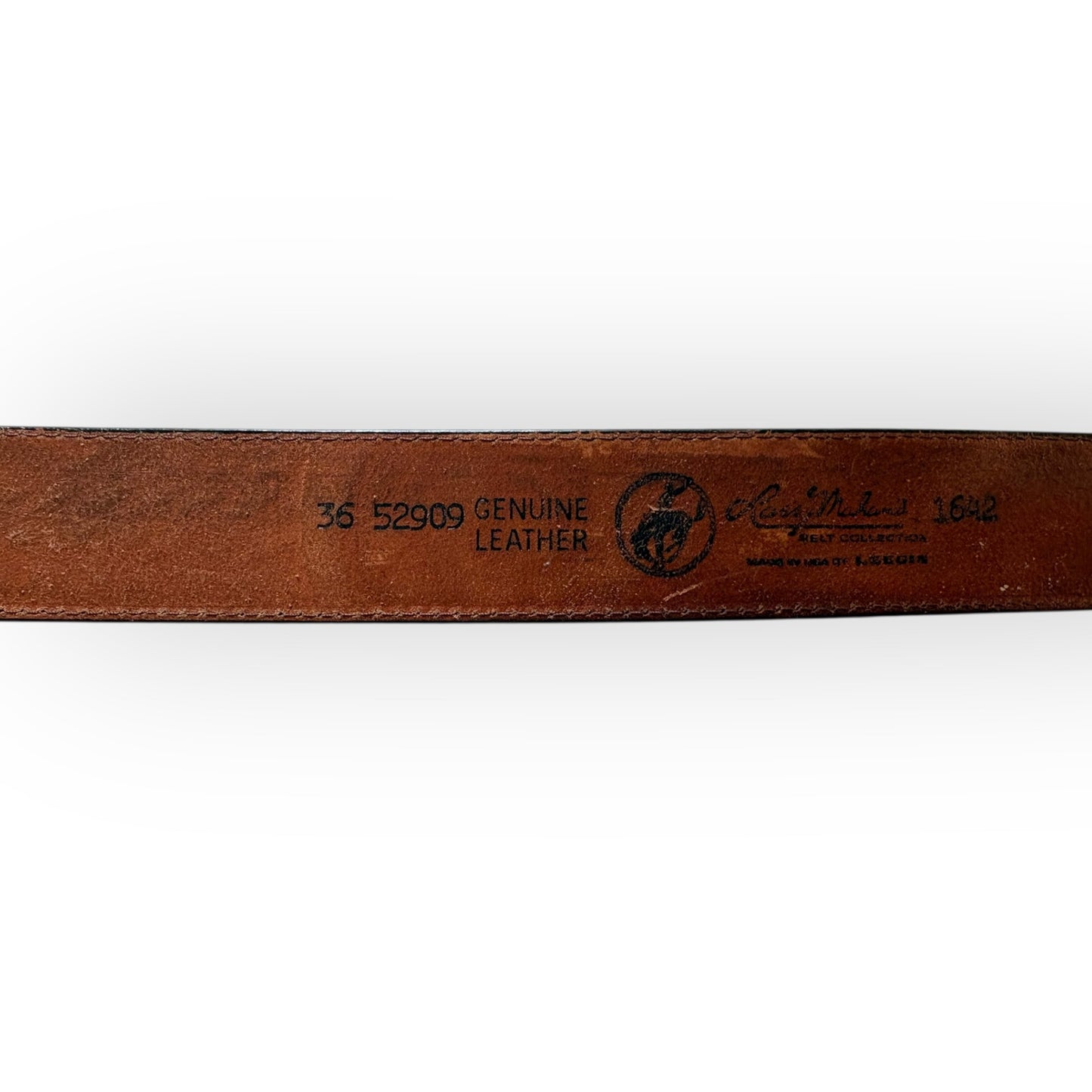 Vintage 1970s Tooled Leather Engraved "V. Hall" Belt (no buckle)