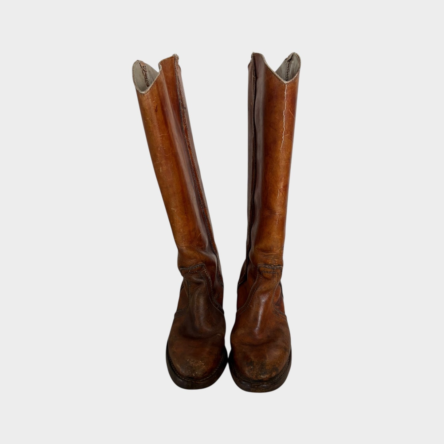 Vintage 1970s Distressed Brown Leather Knee High Boots