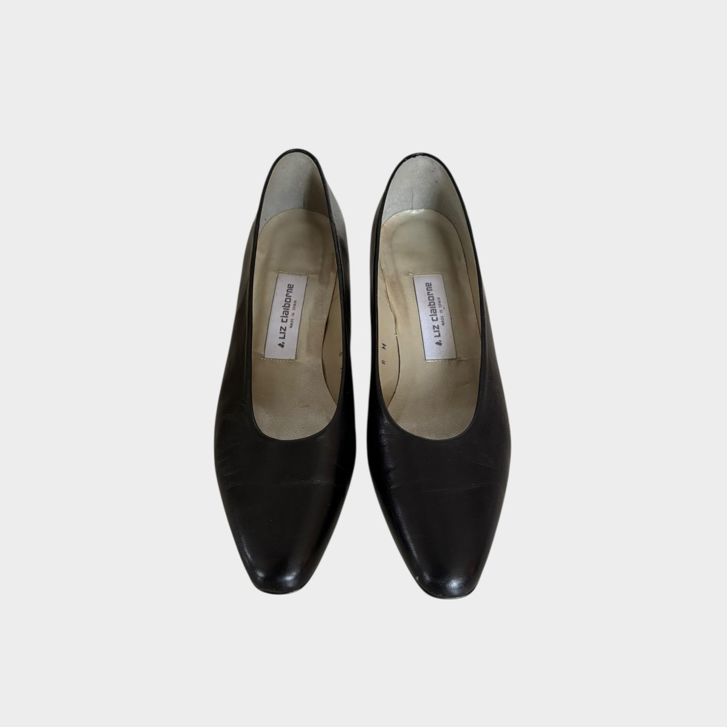 Vintage 1990s Black Leather Liz Claiborne Kitten Heels