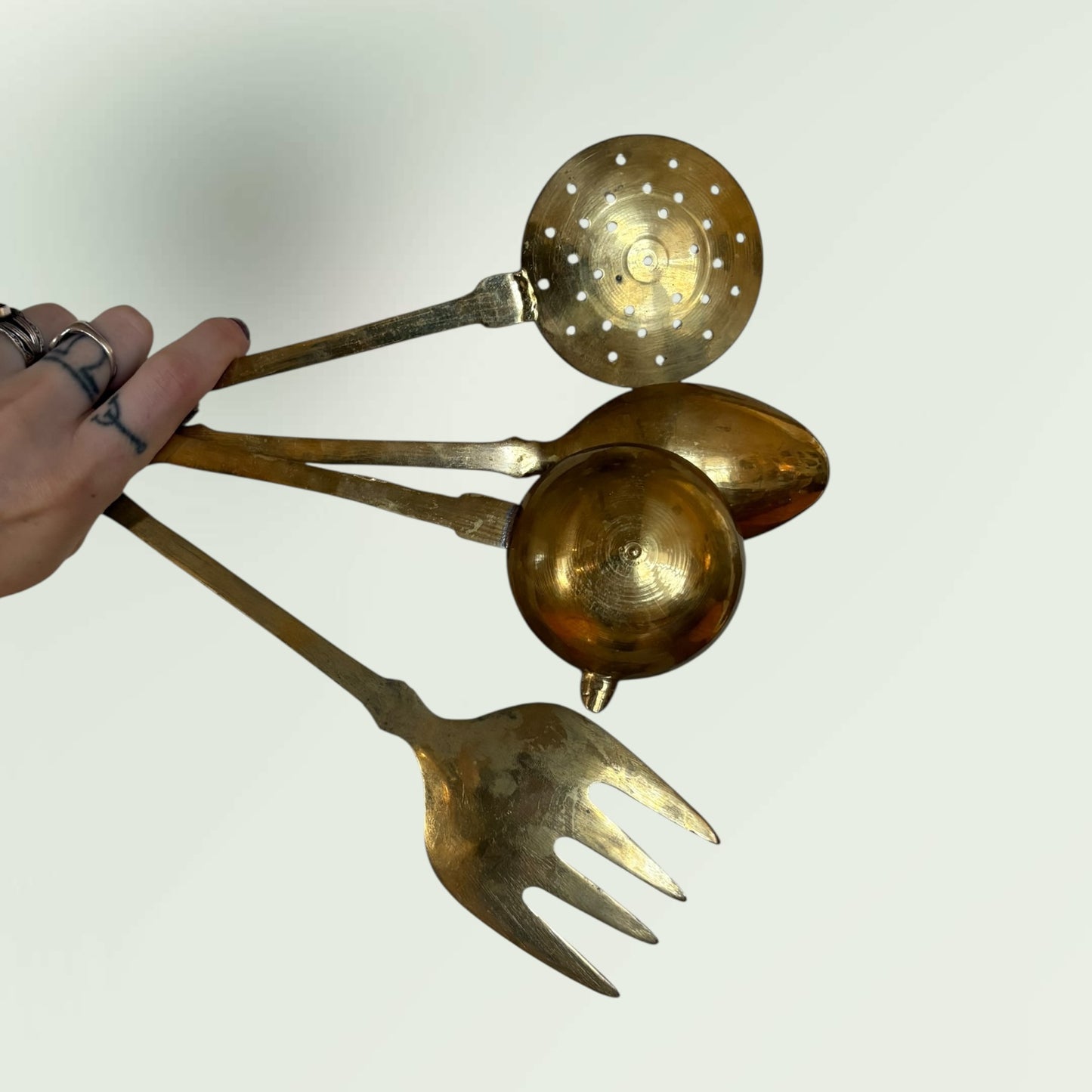 Vintage MCM Brass Utensil Set