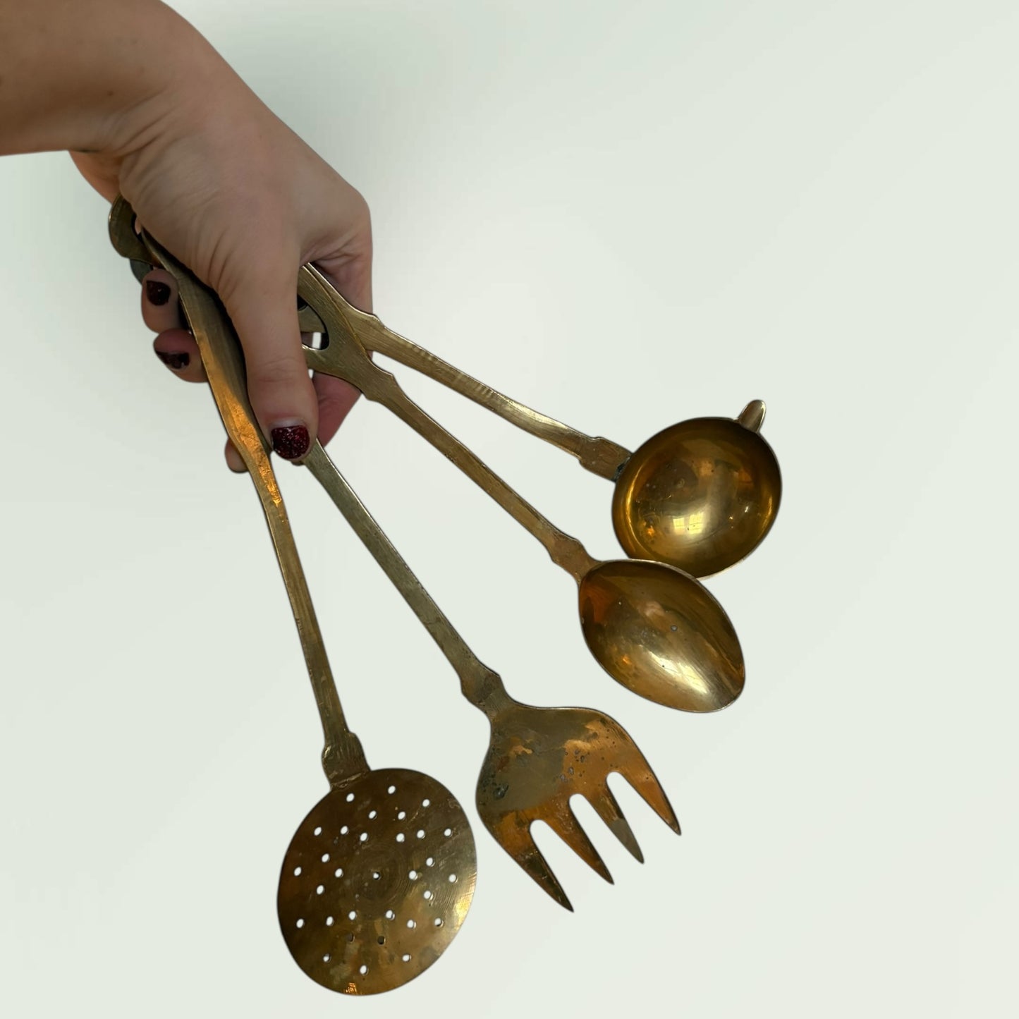 Vintage MCM Brass Utensil Set