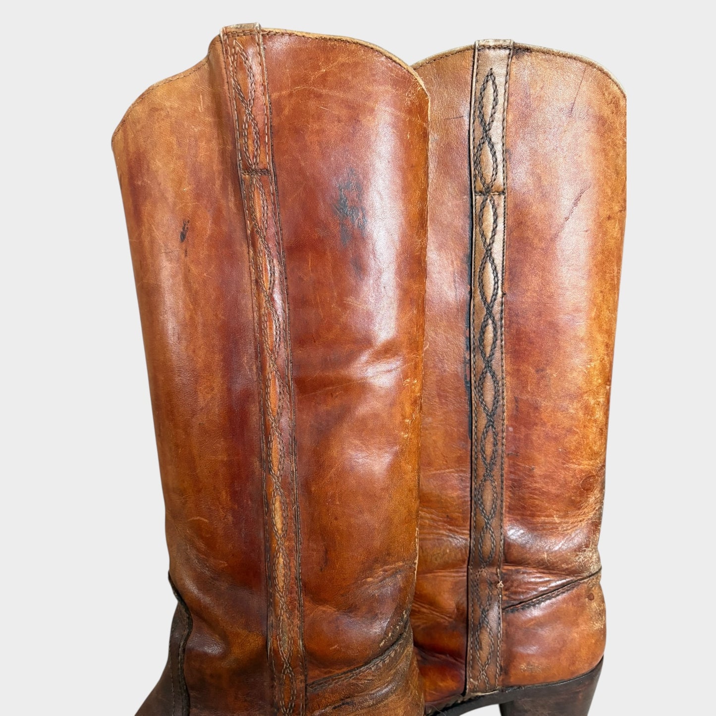 Vintage 1970s Distressed Brown Leather Knee High Boots