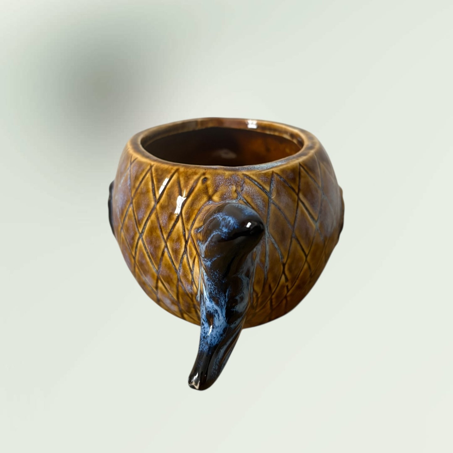 Vintage Glazed Ceramic Fish Plant Pot