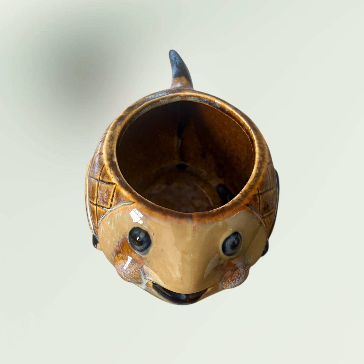 Vintage Glazed Ceramic Fish Plant Pot