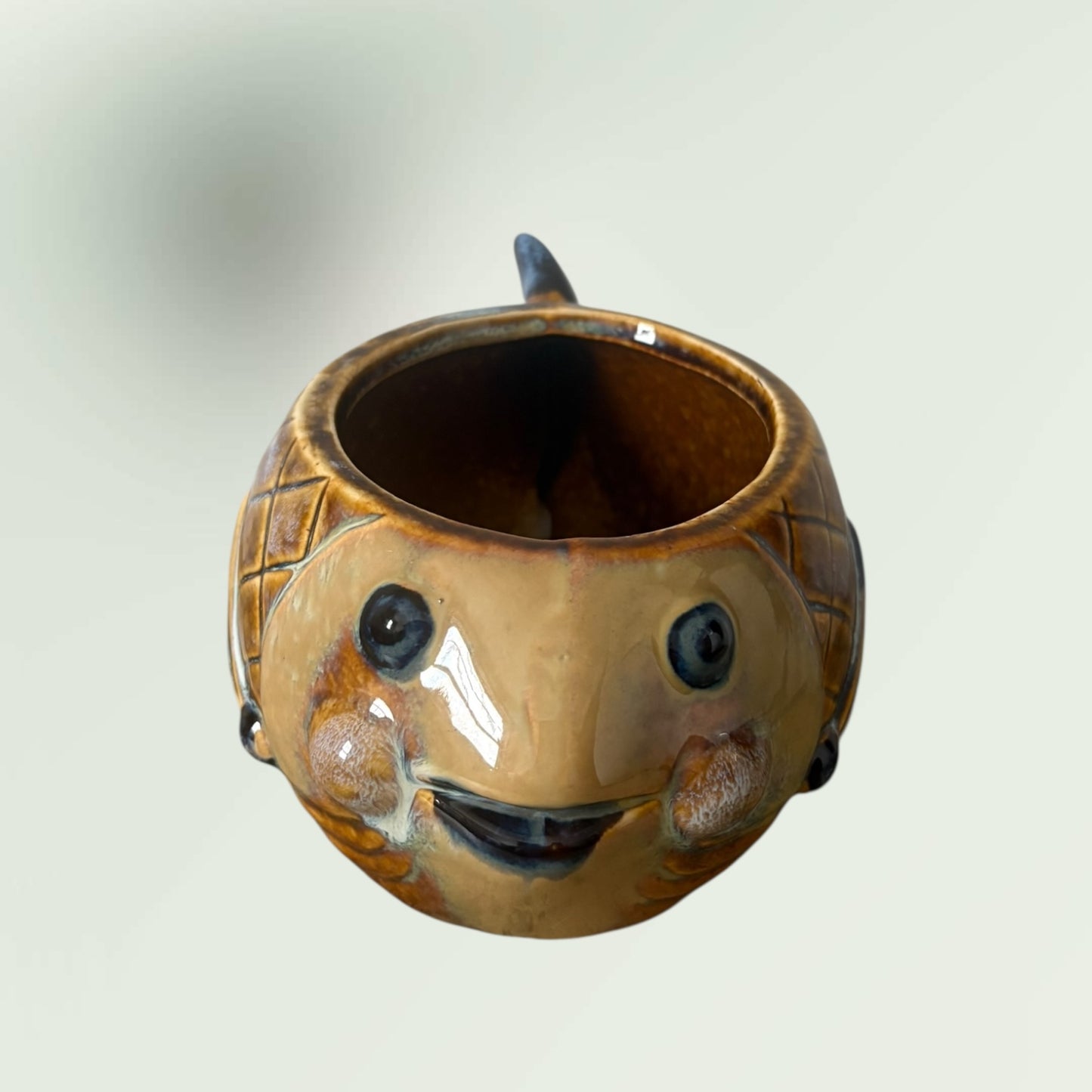 Vintage Glazed Ceramic Fish Plant Pot
