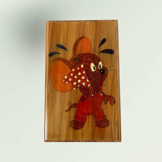 Vintage 1981 Jerry Mouse "Tom and Jerry" Inlaid Wood Intarsia Wall Decor