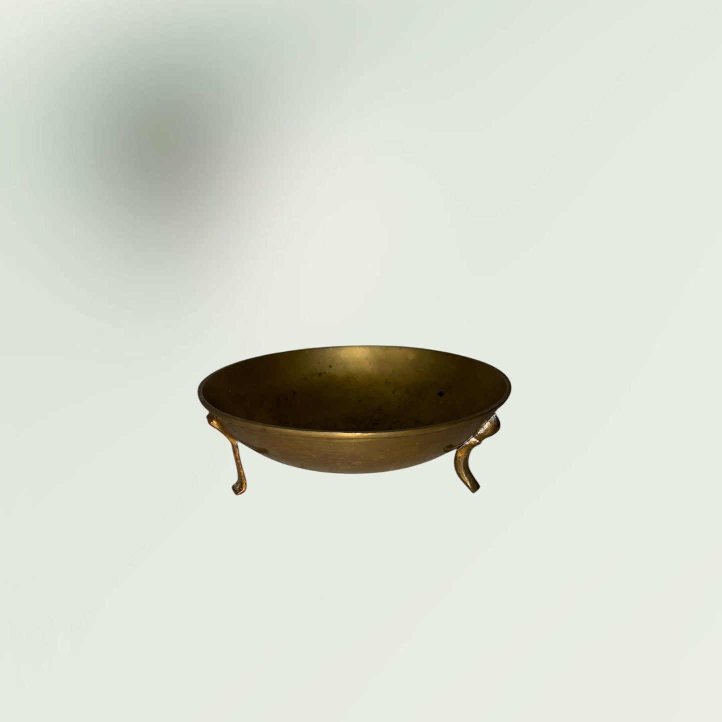 Vintage Footed Etched Brass Ring Dish