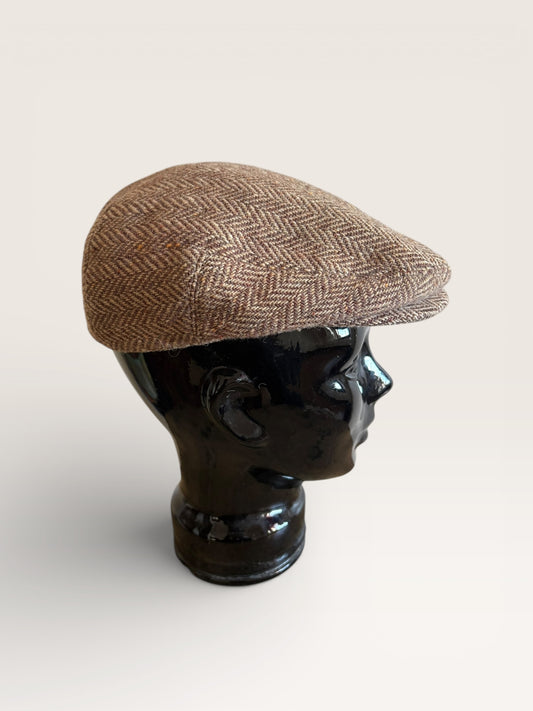 Vintage "The Gleneagles" Tan Wool Tweed Newsboy Cap