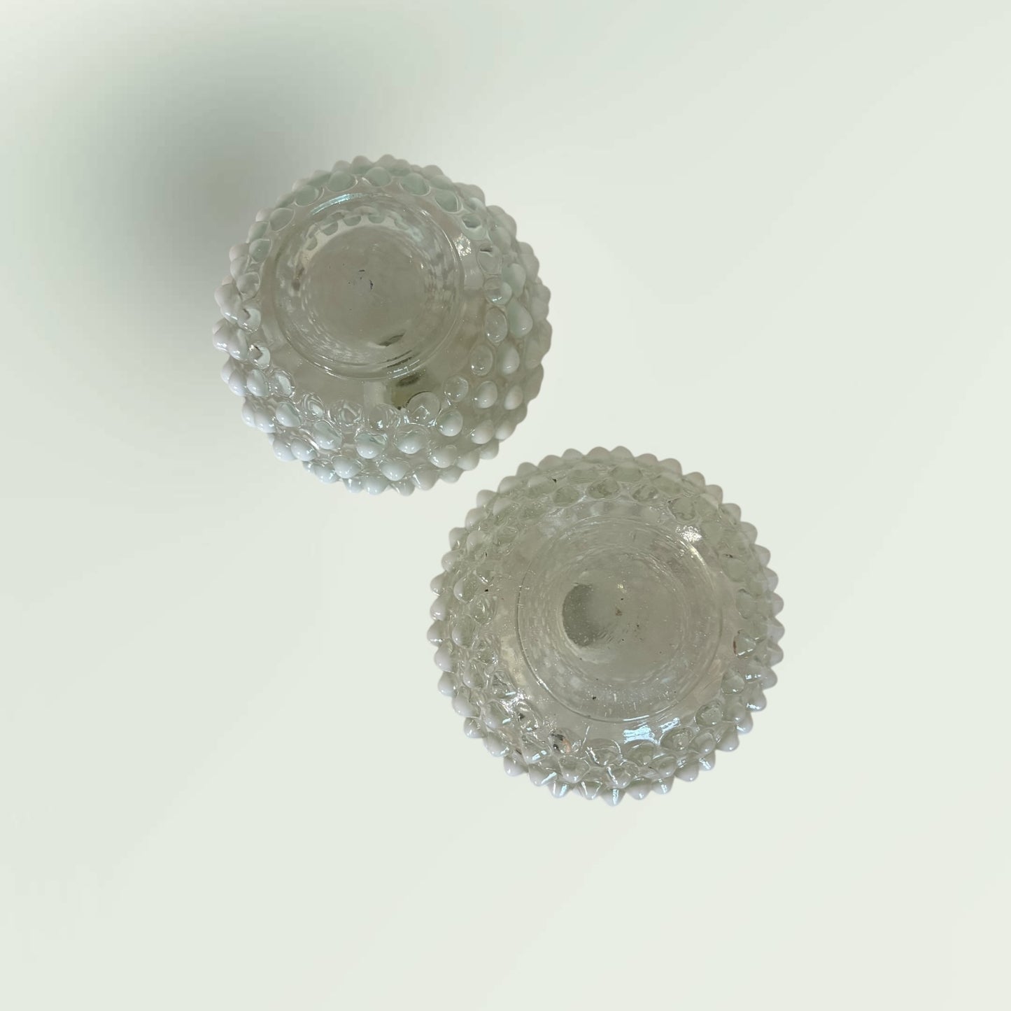 Vintage MCM Set of 2 Bubble Glass Bud Vases
