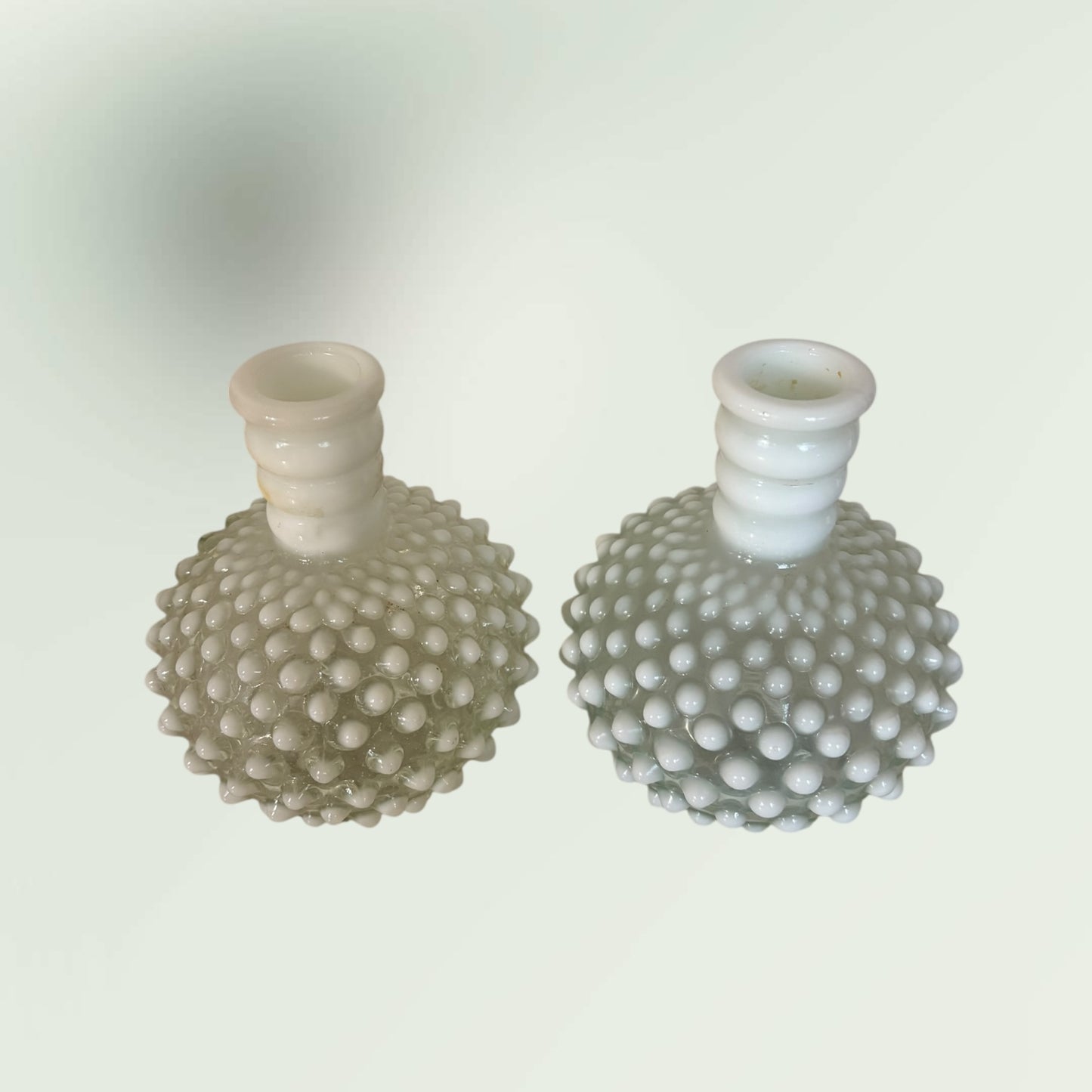 Vintage MCM Set of 2 Bubble Glass Bud Vases