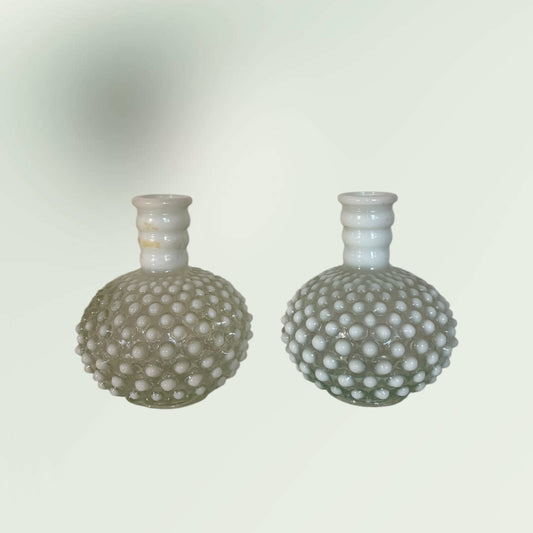 Vintage MCM Set of 2 Bubble Glass Bud Vases