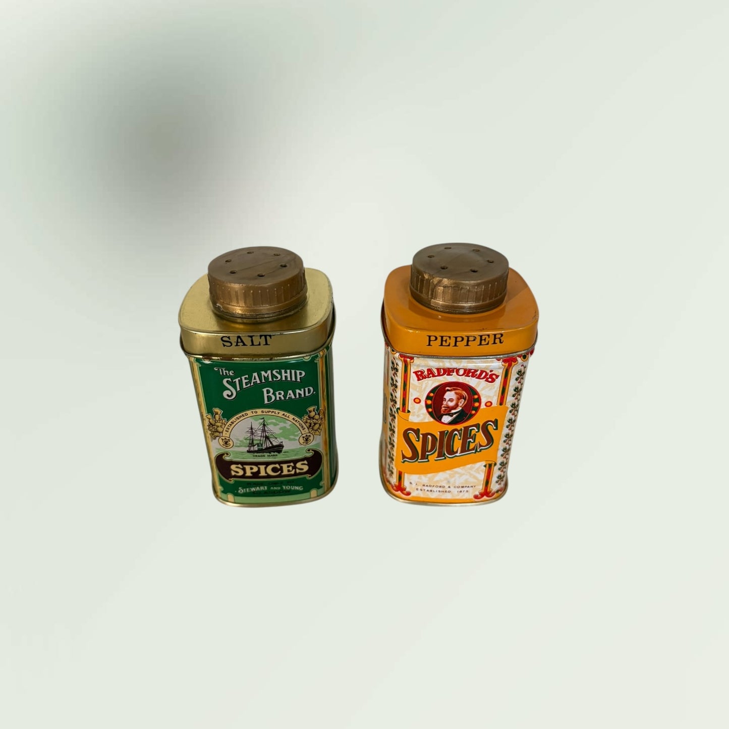 Vintage Spice Tin Salt & Pepper Shakers