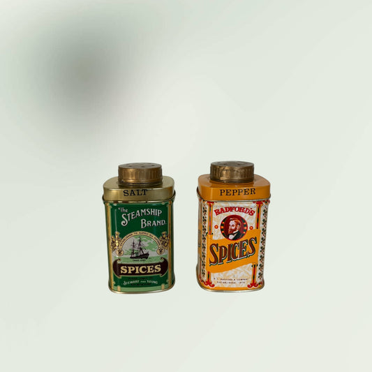 Vintage Spice Tin Salt & Pepper Shakers